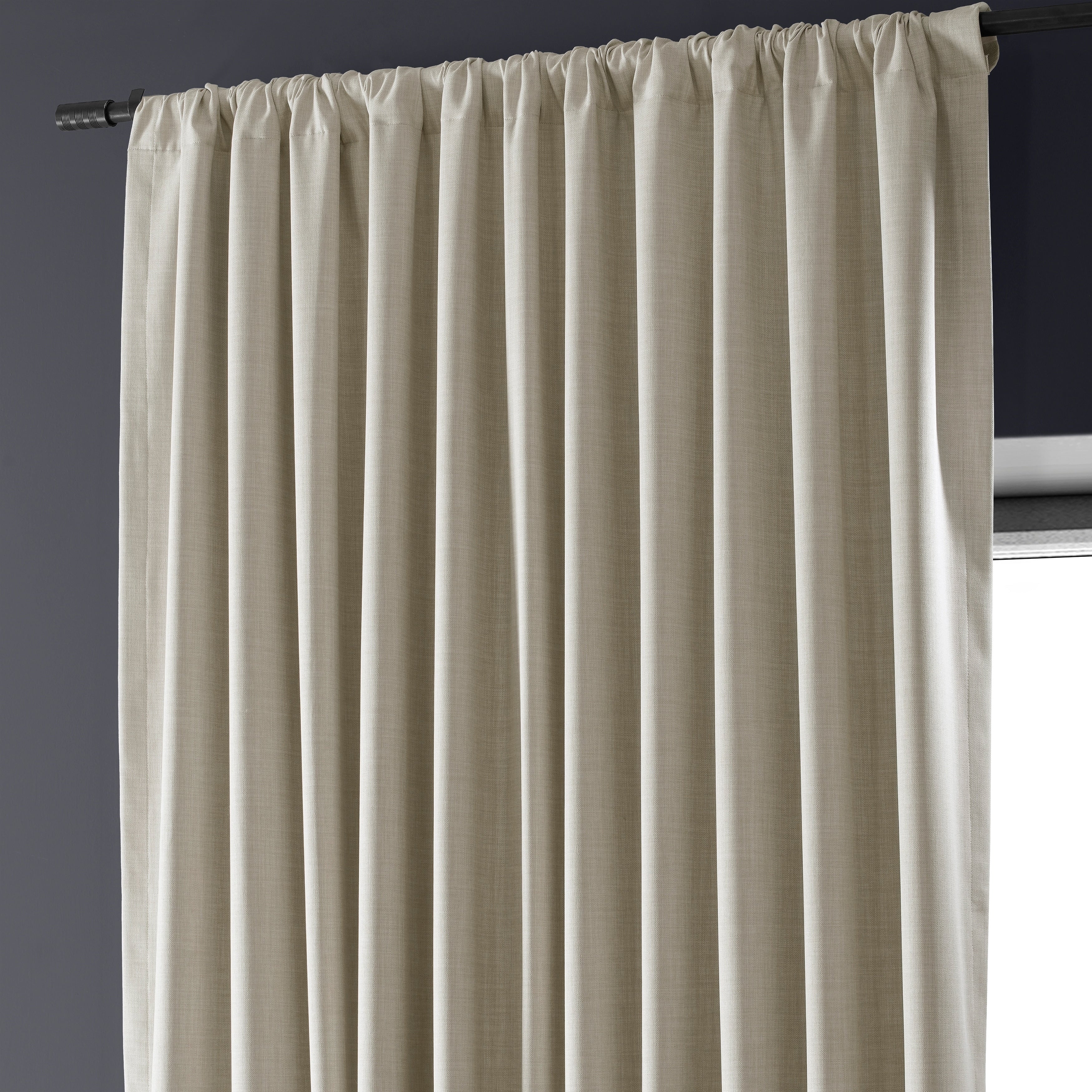 Exclusive Fabrics Extra Wide Performance Linen Blackout Curtains (1 Panel) Thermal Insulated Window Curtains