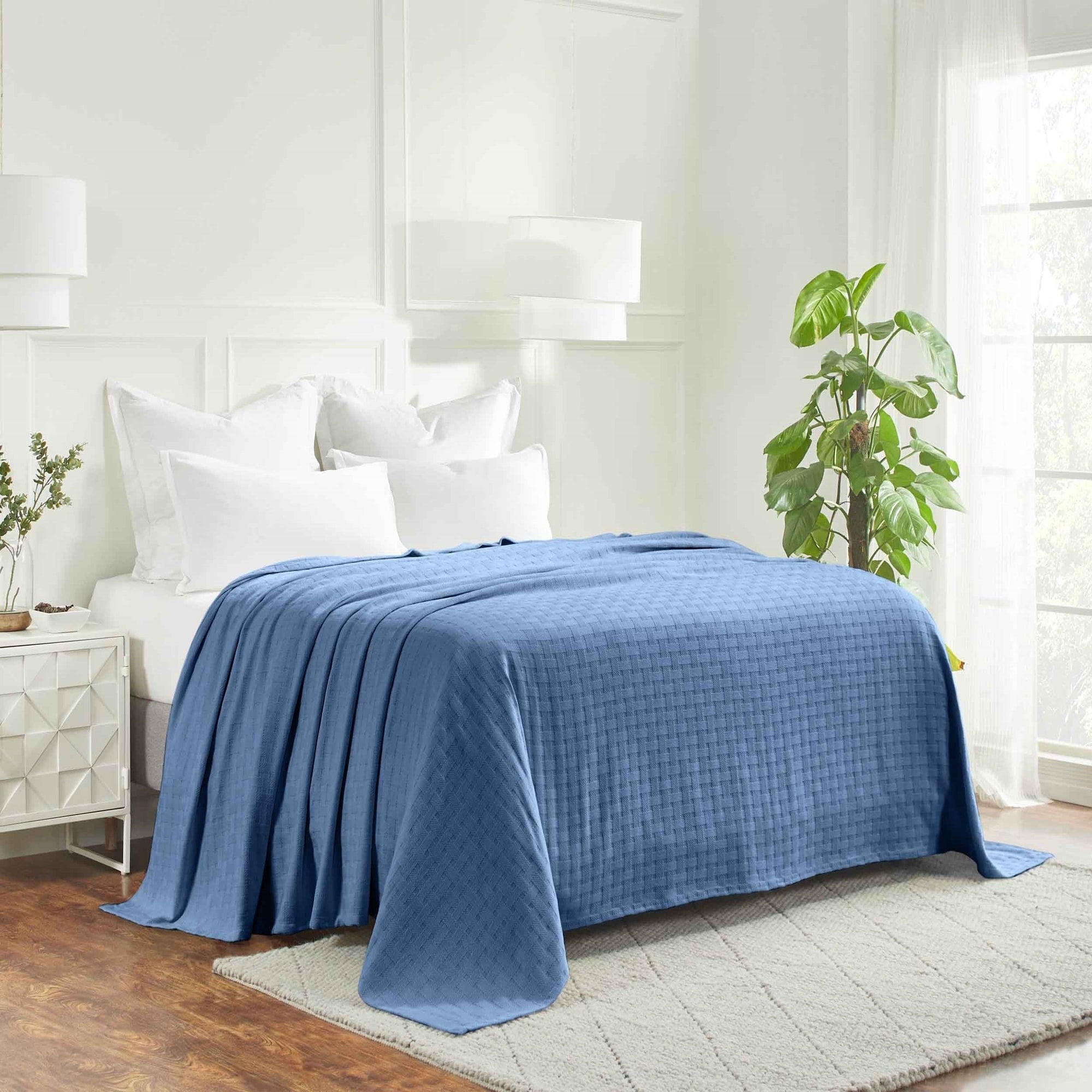 Superior Basketweave All-Season Bedding Cotton Blanket