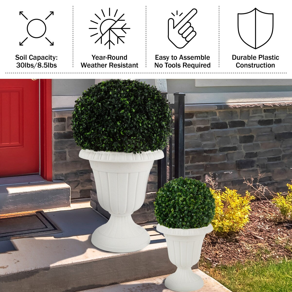 Pure Garden Large and Small Outdoor Urn Planter 2-Pack - Pack of 2