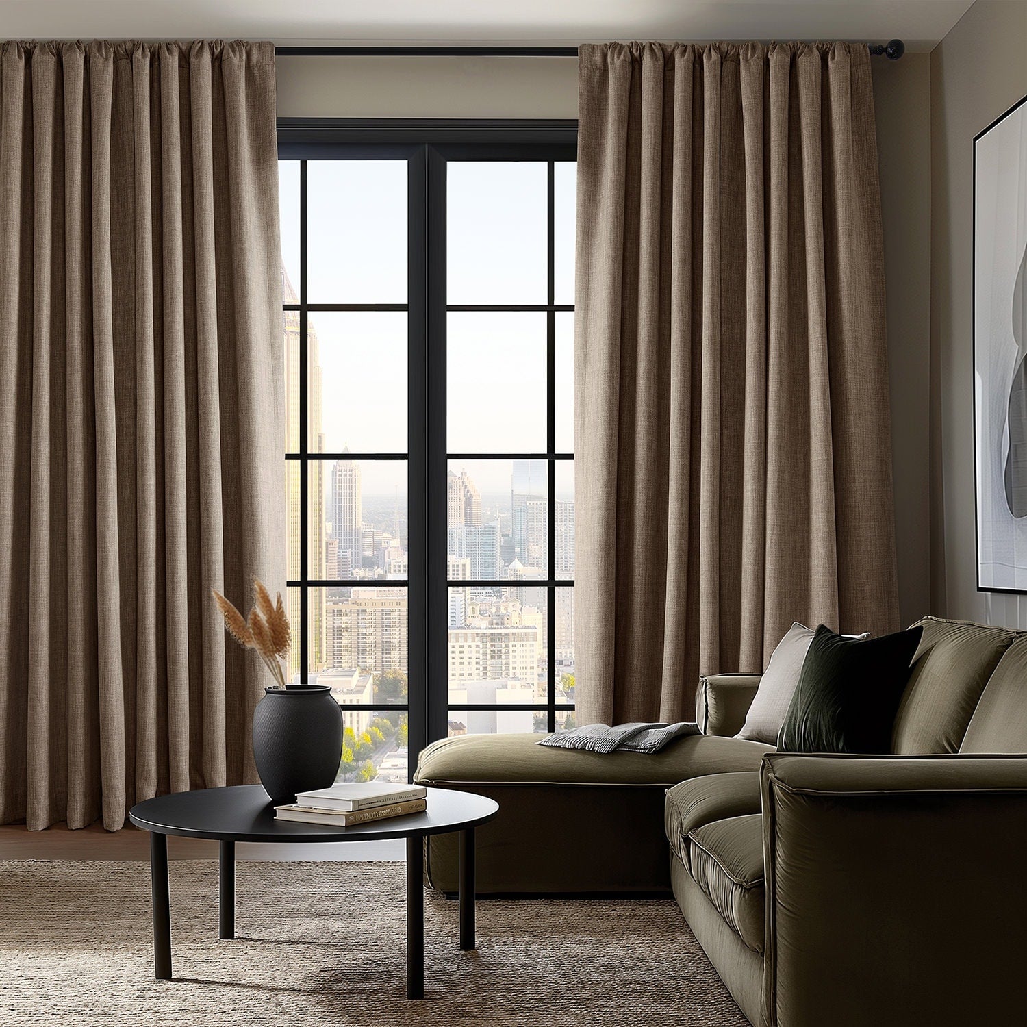 Exclusive Fabrics Faux Linen Extra Wide Room Darkening Curtains (1 Panel)