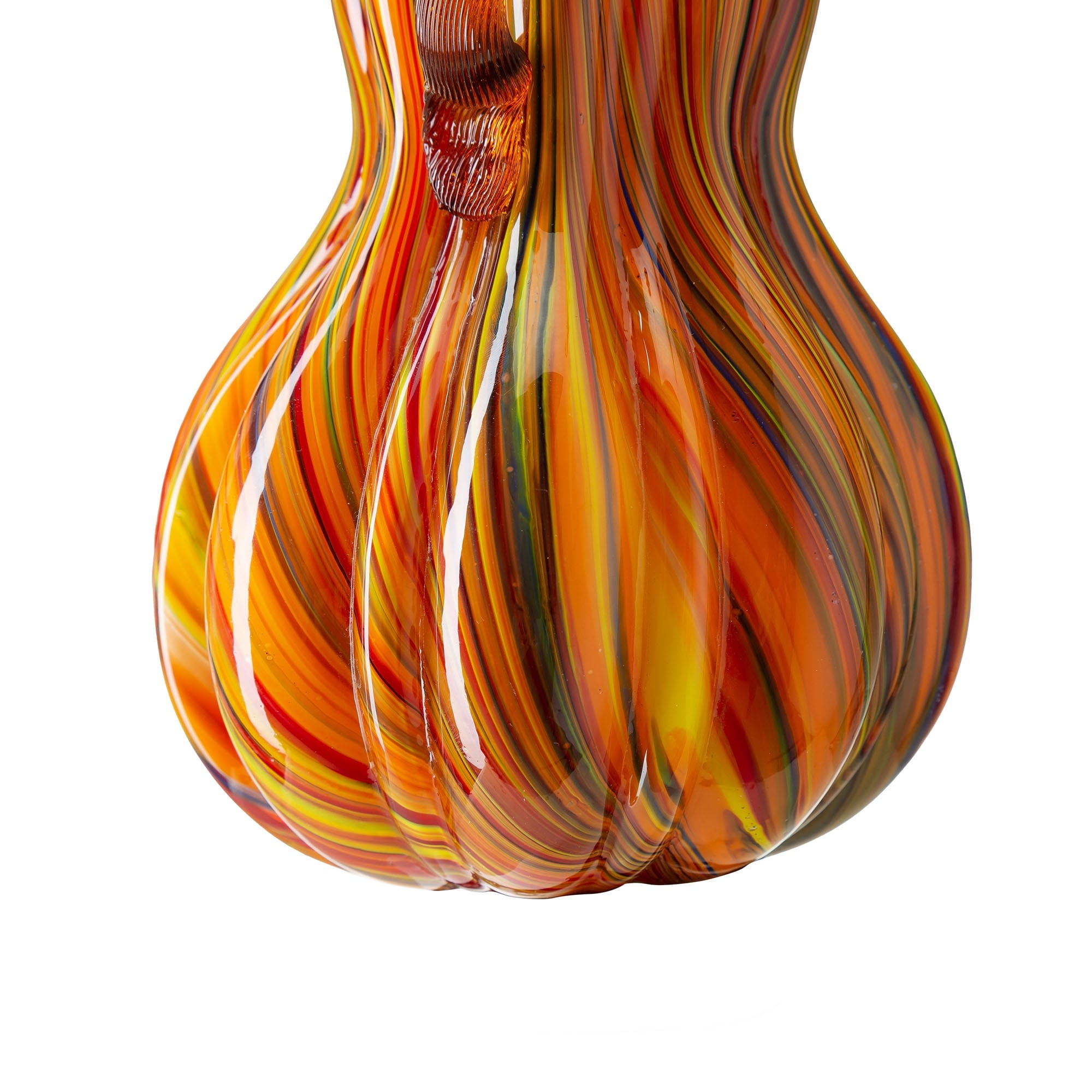 Glitzhome Handblown Multi Striped Fall Harvest Glass Pumpkins Thanksgiving Gift