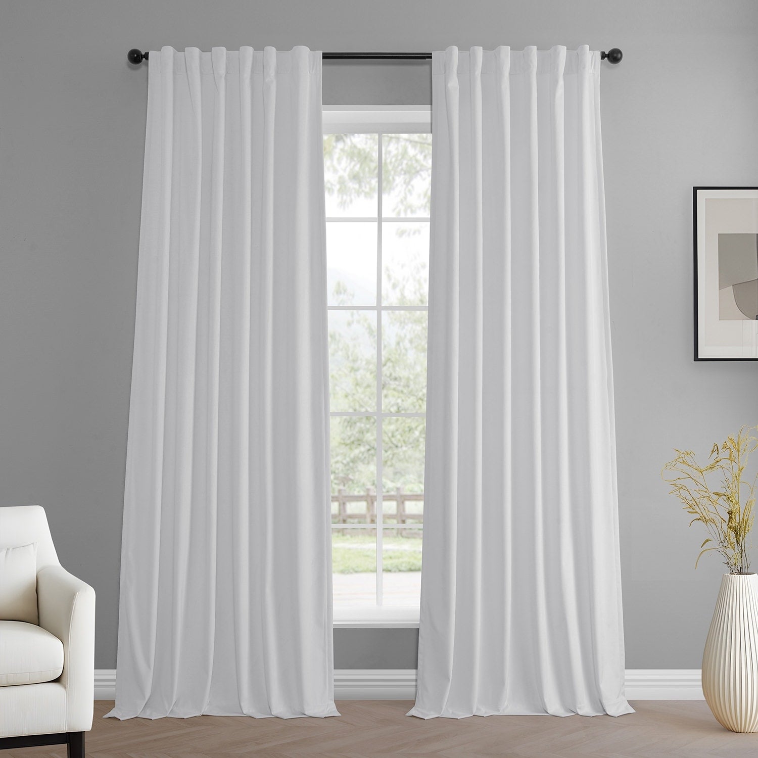 Exclusive Fabrics Simply Velvet Room Darkening Curtains 2 Panels Set - Velvet Window Curtains for Living Room & Bedroom