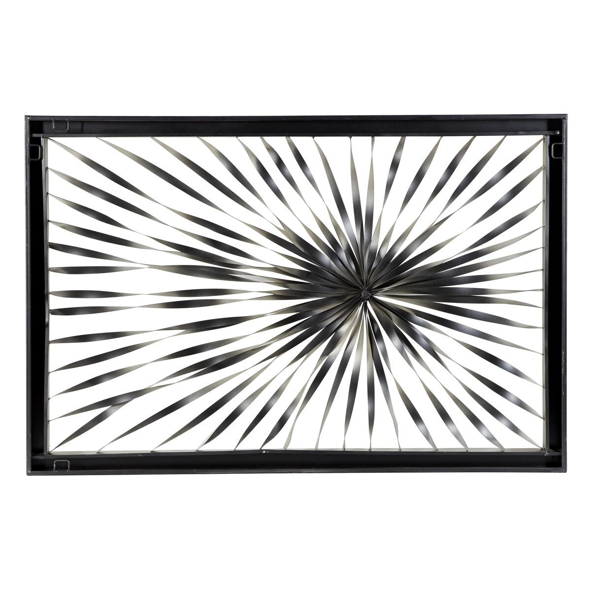 Metal Sunburst Coiled Ribbon Home Wall Decor with Black Frame - Silver - Roche River Decor