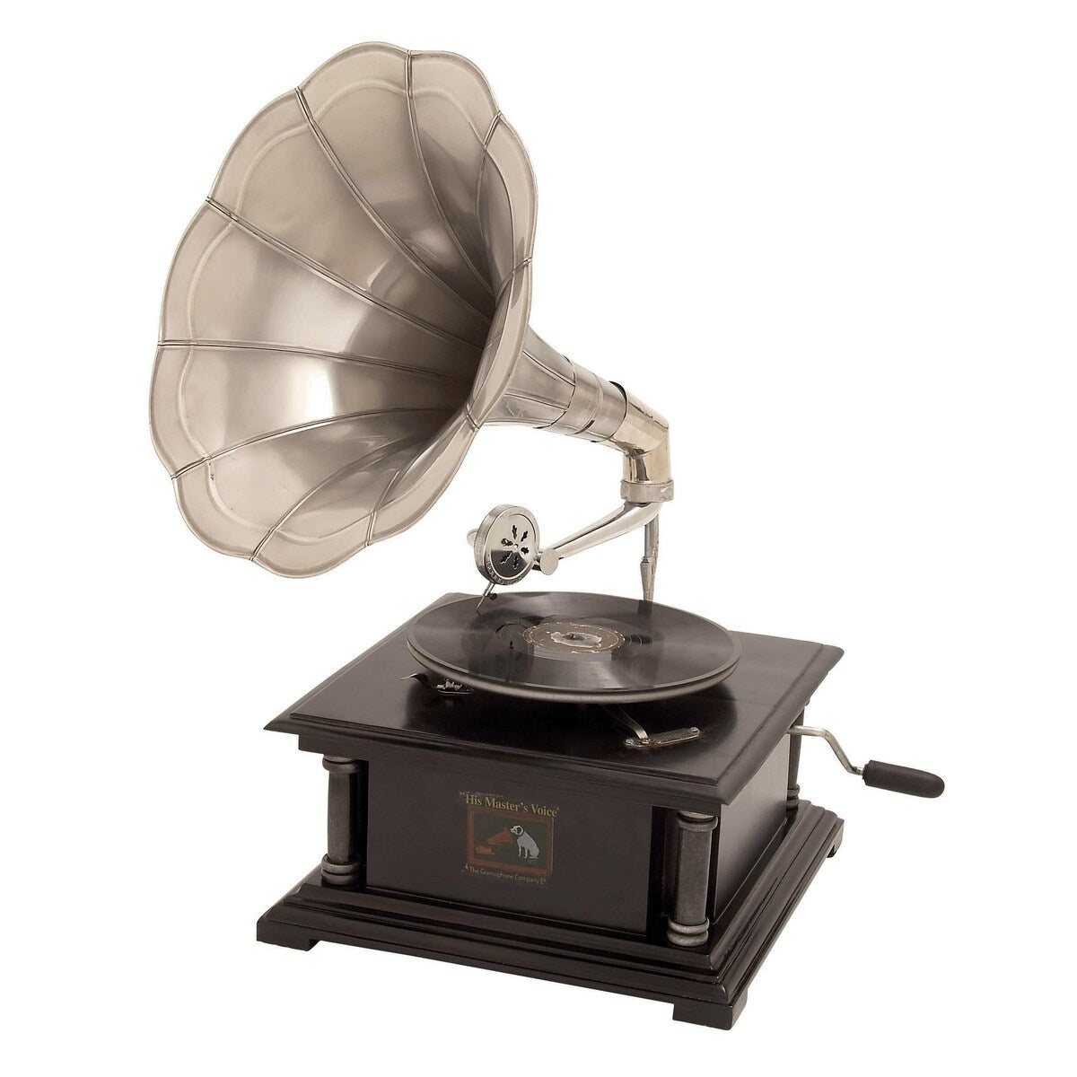 Mango Wood Functional Gramophone with Record - Black - Roche River Decor