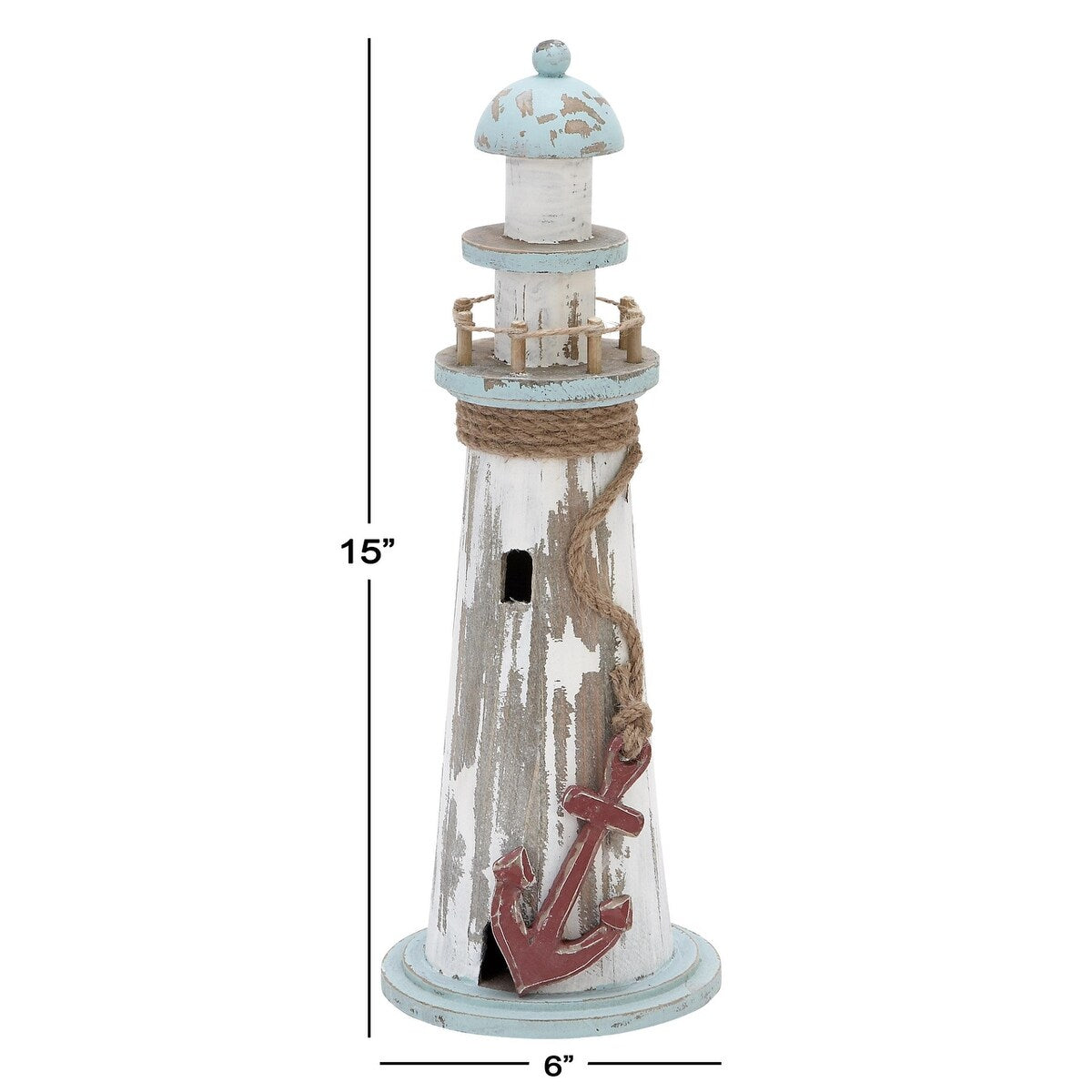 Wood Light House Decorative Sculpture - White - Roche River Decor