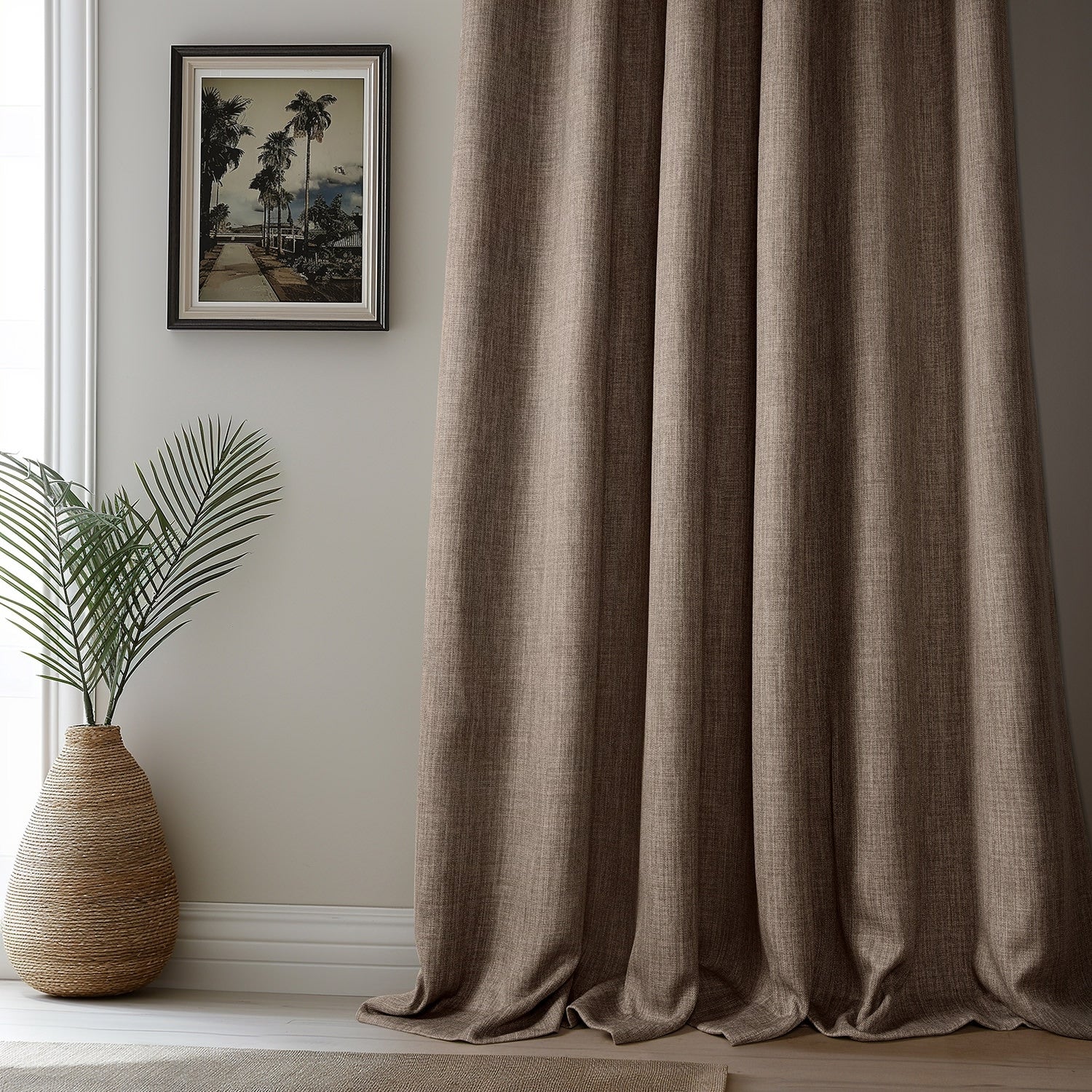 Exclusive Fabrics Faux Linen Extra Wide Room Darkening Curtains (1 Panel)