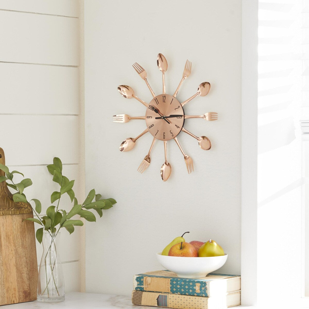 Metal Starburst Utensil Decorative Wall Clock - Copper - Roche River Decor