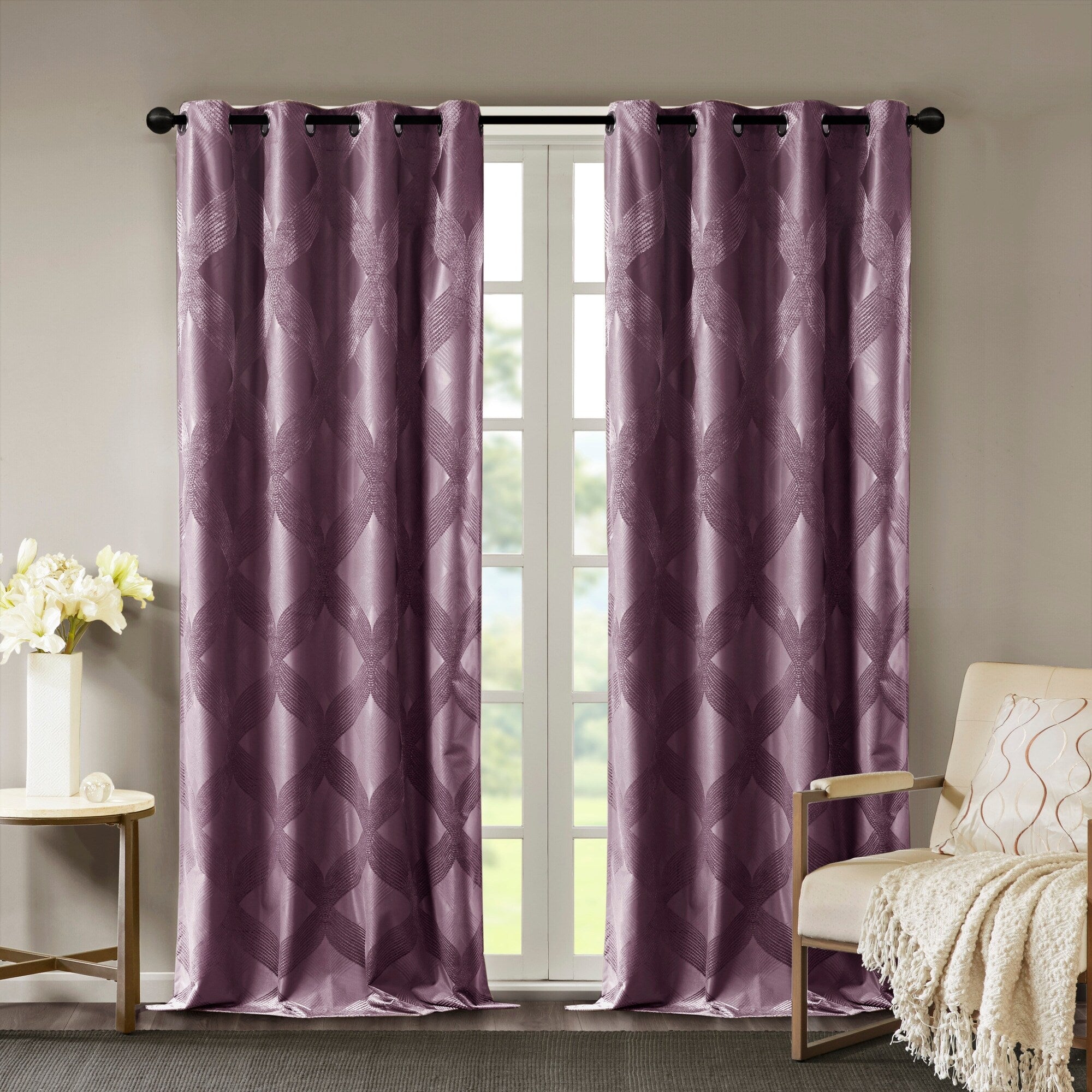 SunSmart Abel Ogee Knitted Jacquard Total Blackout Curtain Panel