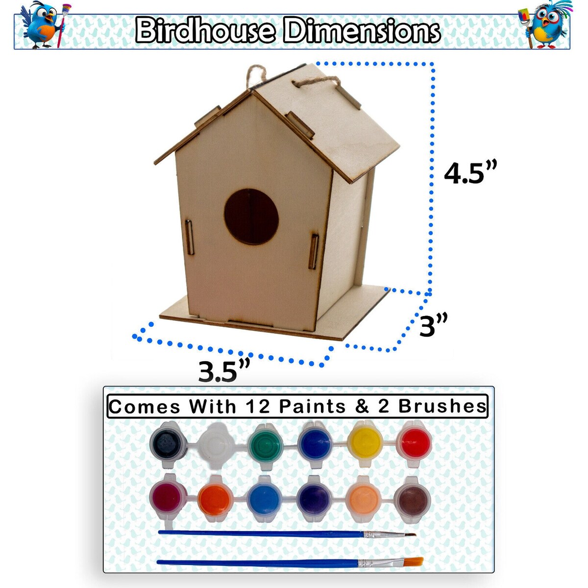 DIY Birdhouse Homemade Wooden - Build Your Own Bird House w/ Easy Painting Kit