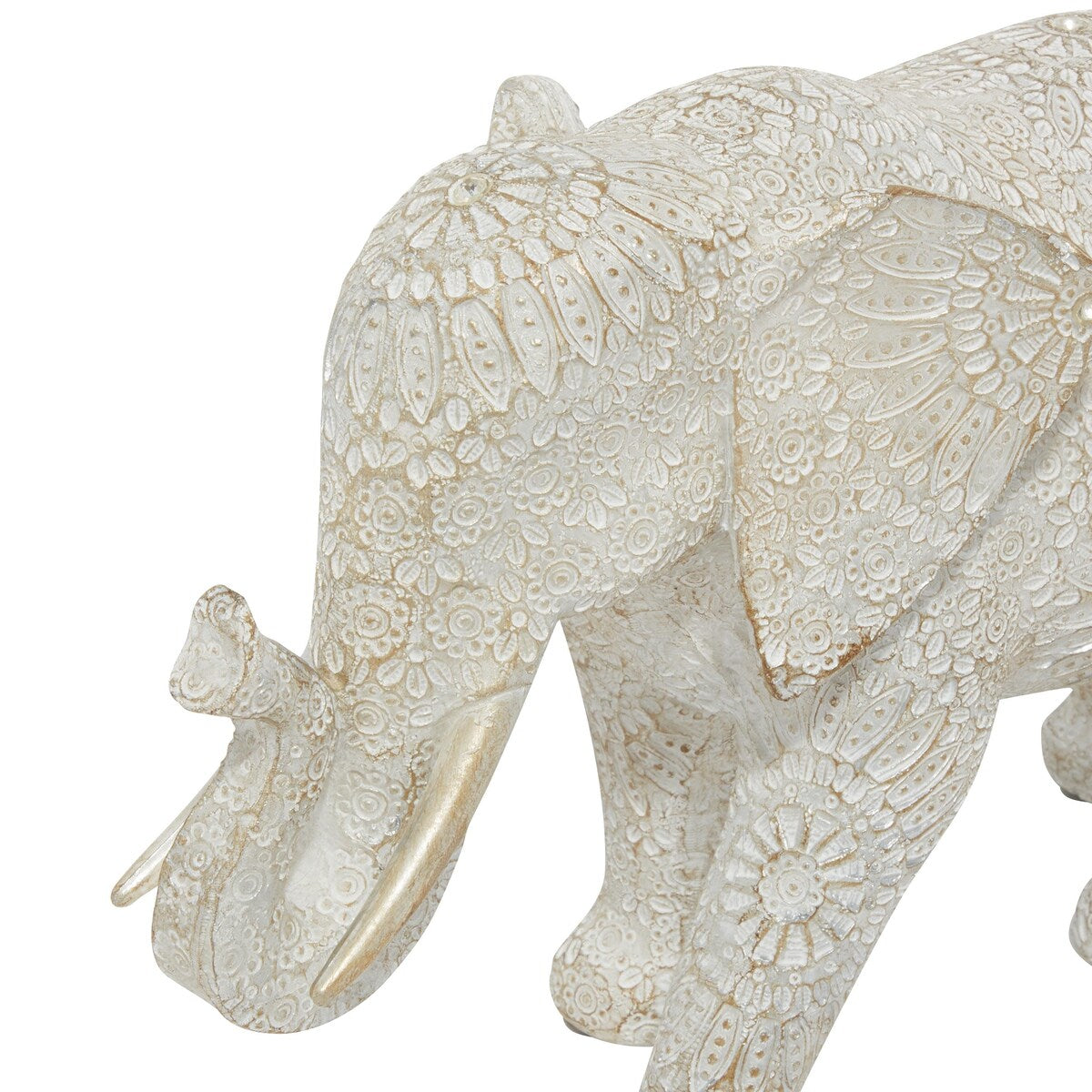 Polystone Elephant Decorative Sculpture - White - Roche River Decor