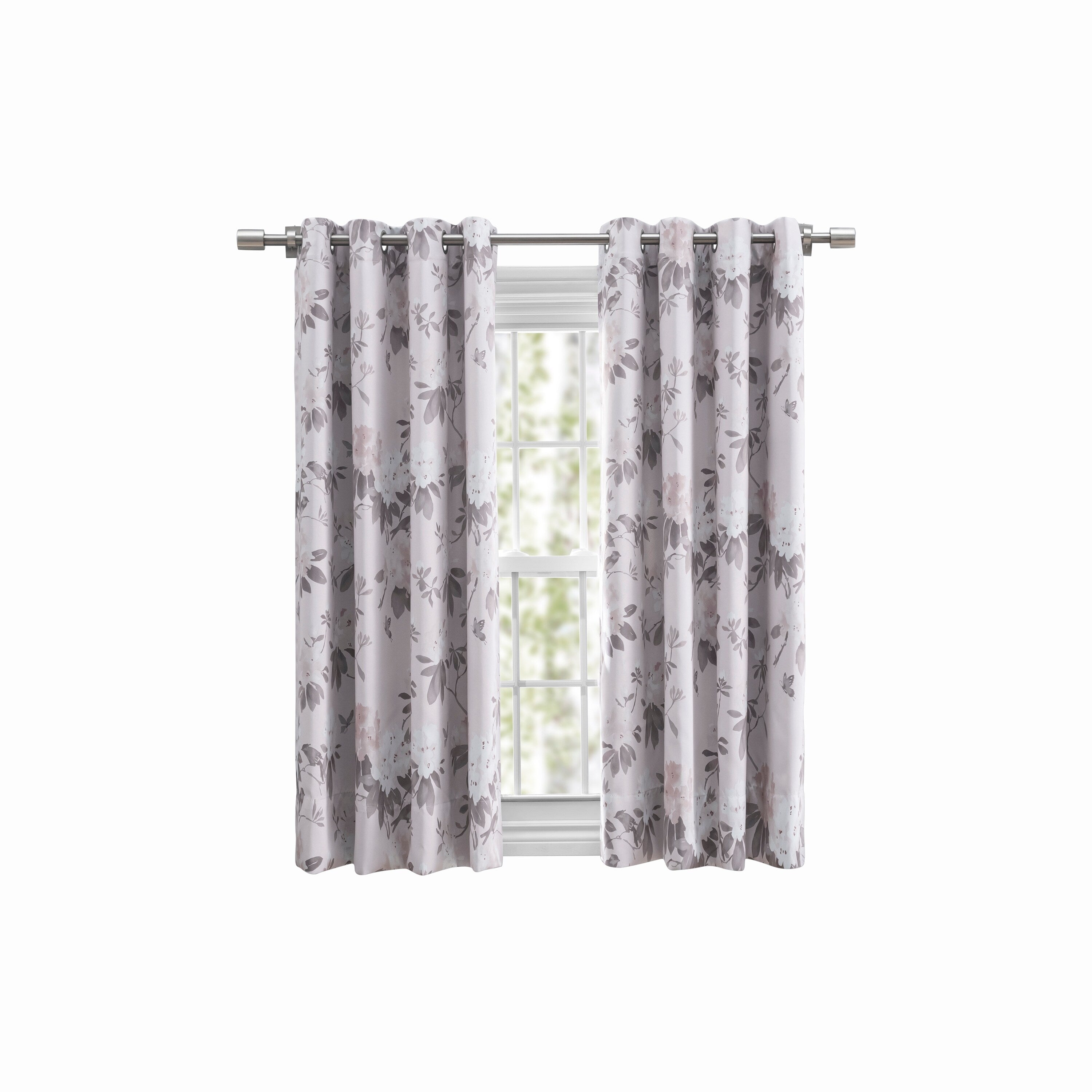 Mystic Garden Floral Premium Blackout Grommet Short Curtain Panel W Wand