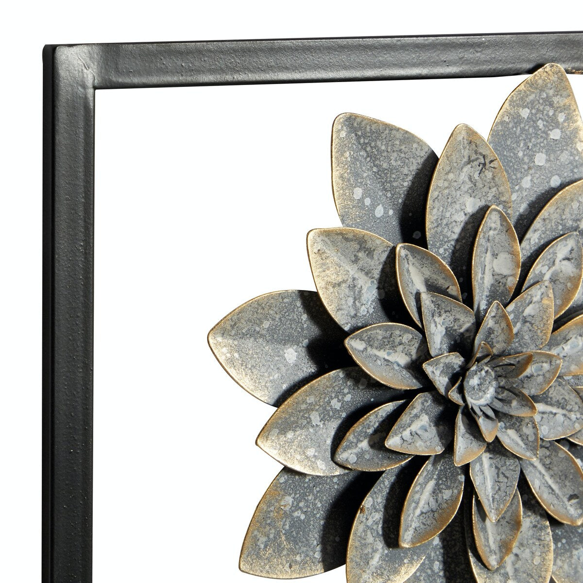 Metal Floral Home Wall Decor with Black Frame - Set of 2 Gray - Roche River Decor