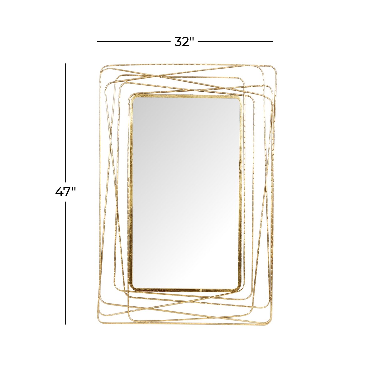 Metal Room Wall Mirror with Thin Metal Rectangle Frame - Gold - Roche River Decor