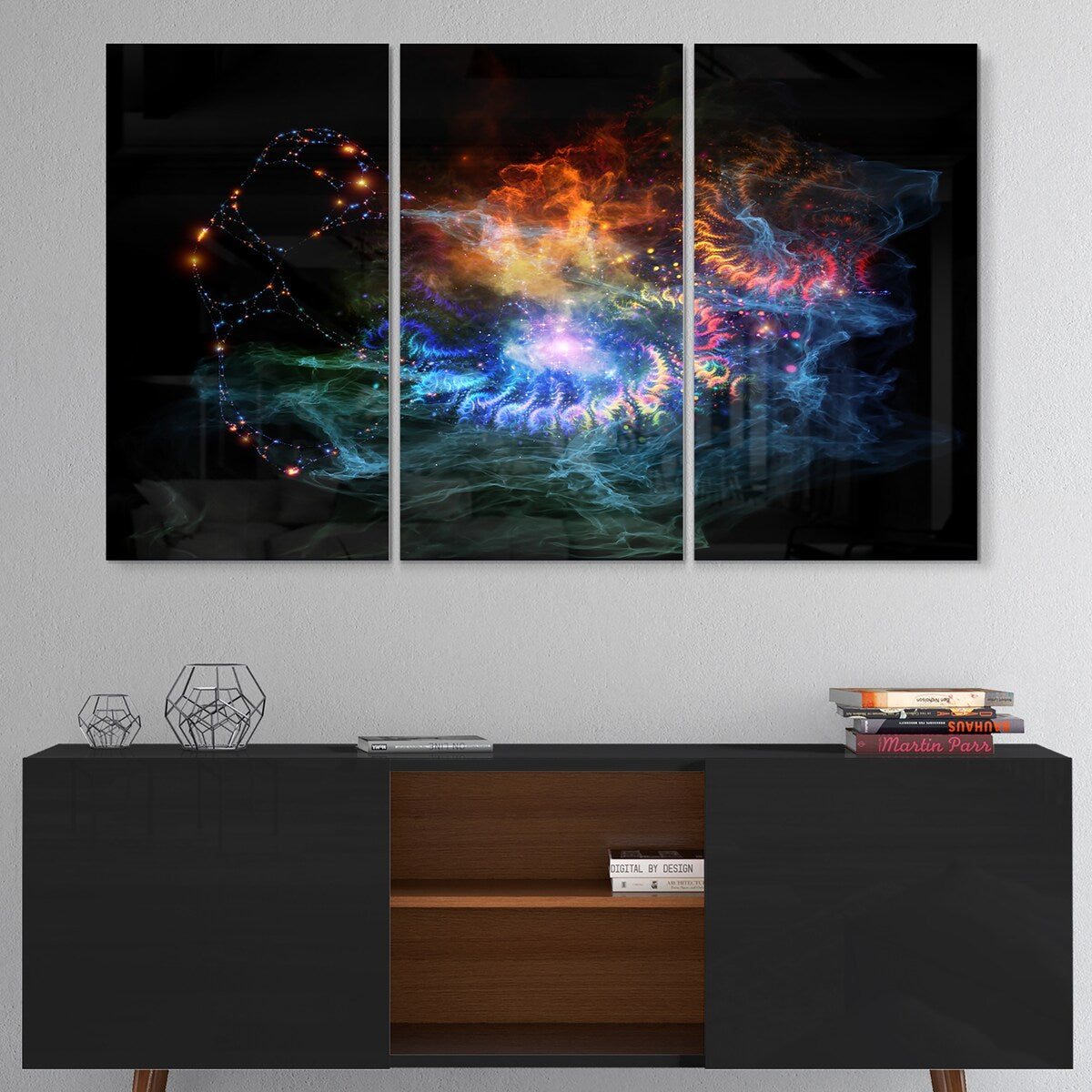 Designart 'Flame Lights of Network' Abstract Digital Art Metal Wall Art