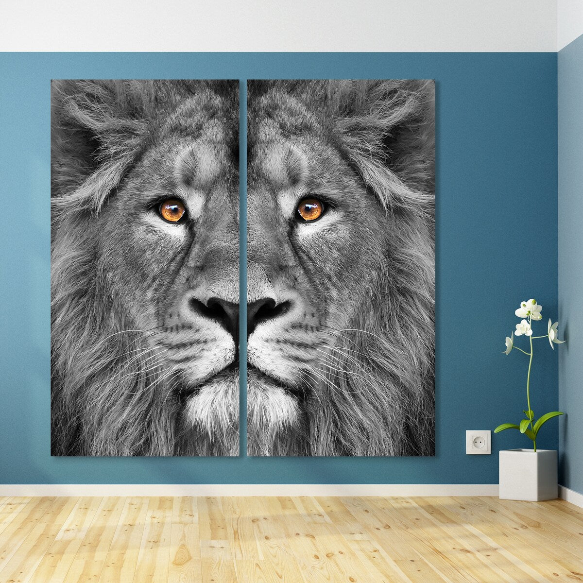 King of the Jungle AB Frameless Free Floating Tempered Glass Panel Graphic Wall Art