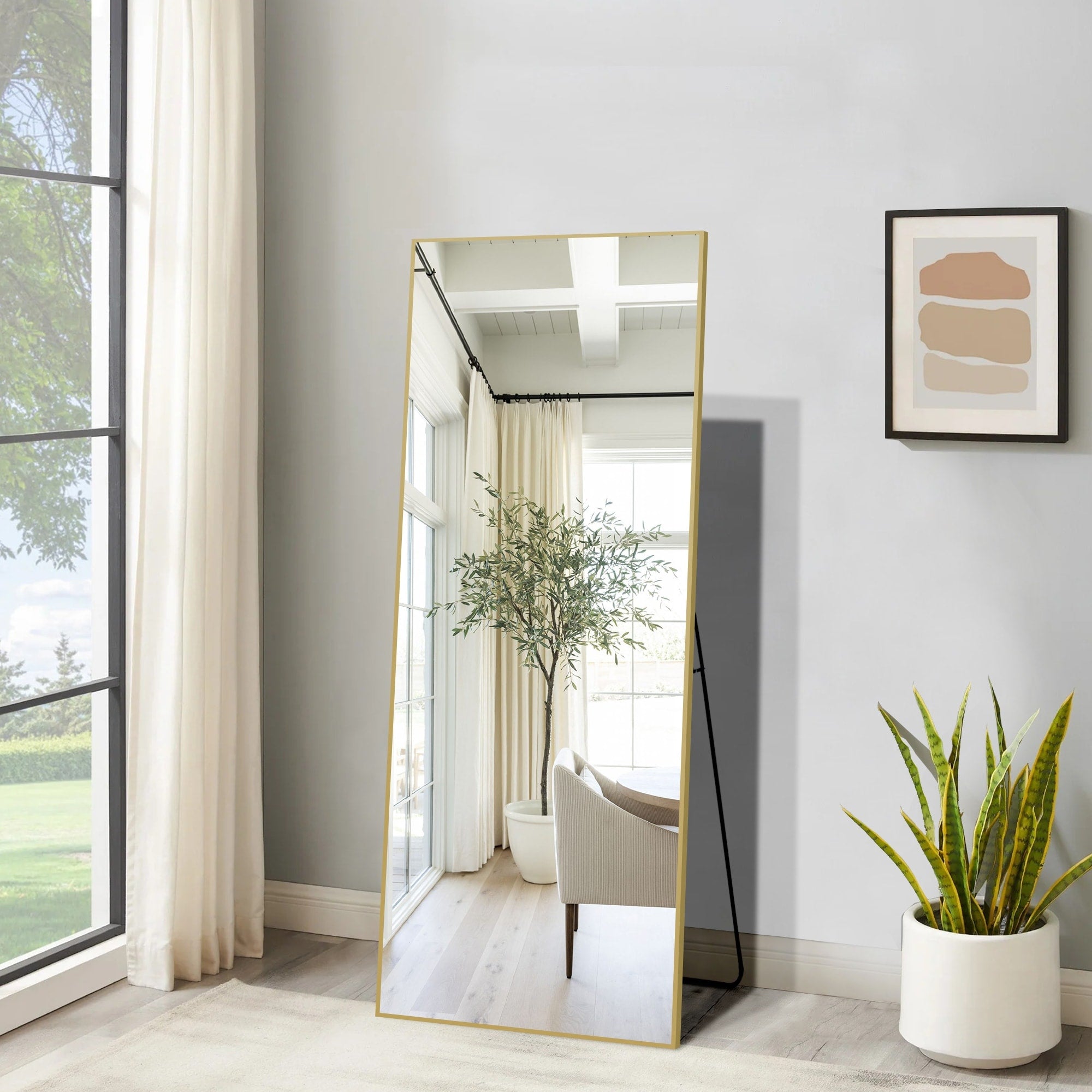 Rectangle Full Length Mirror,Floor Mirror with Stand,Hanging/Leaning