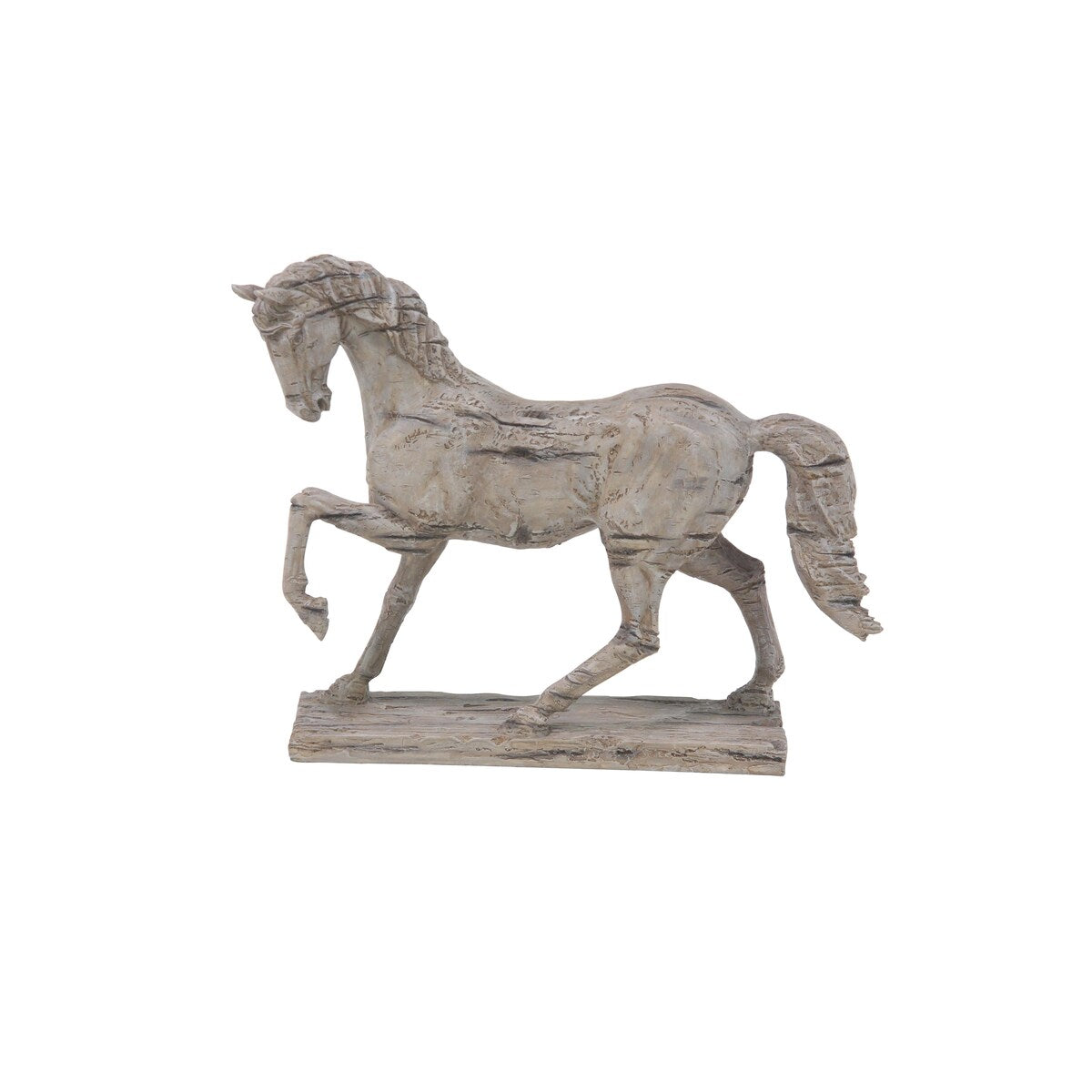 Polystone Horse Prancing Decorative Sculpture - Beige - Roche River Decor