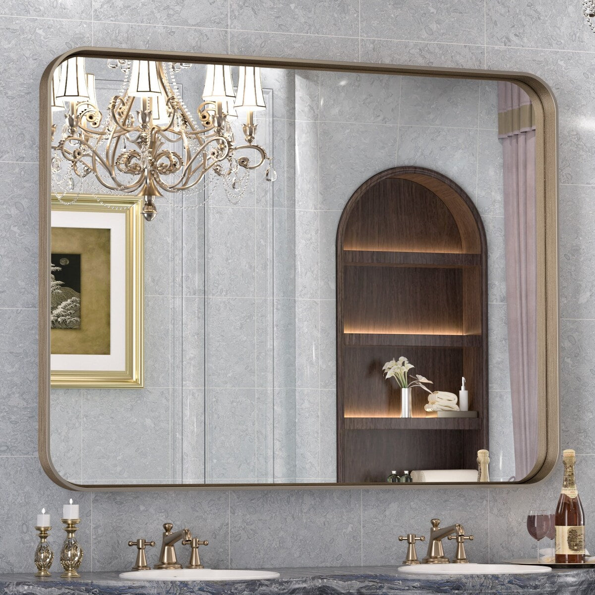 TETOTE Modern Metal Frame Wall Mounted Bathroom Vanity Mirror