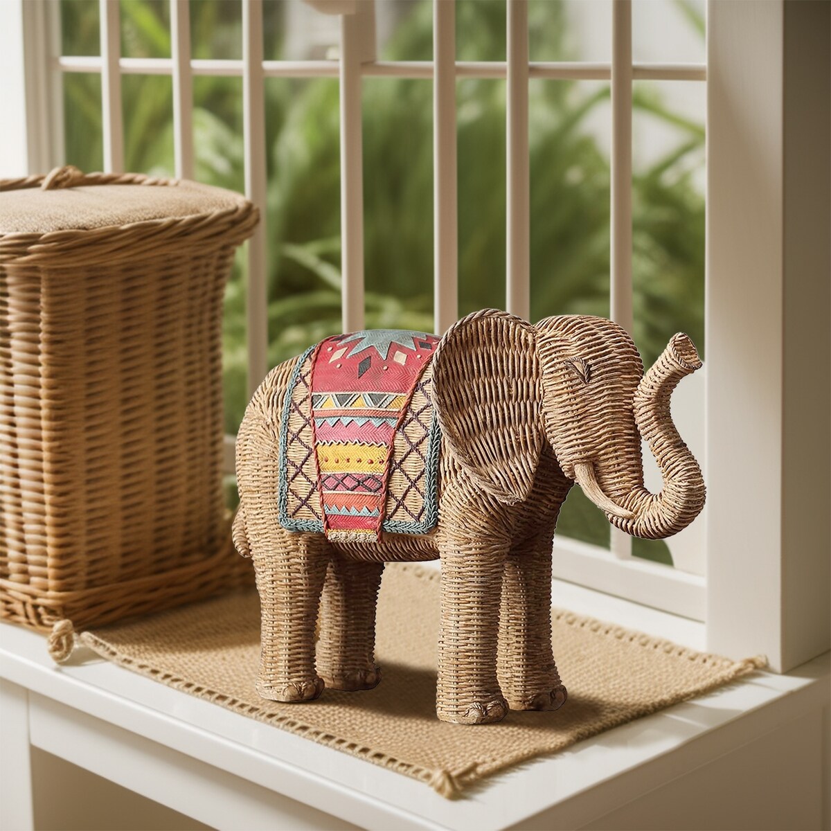 Resin Elephant Decor Statue - 7inches