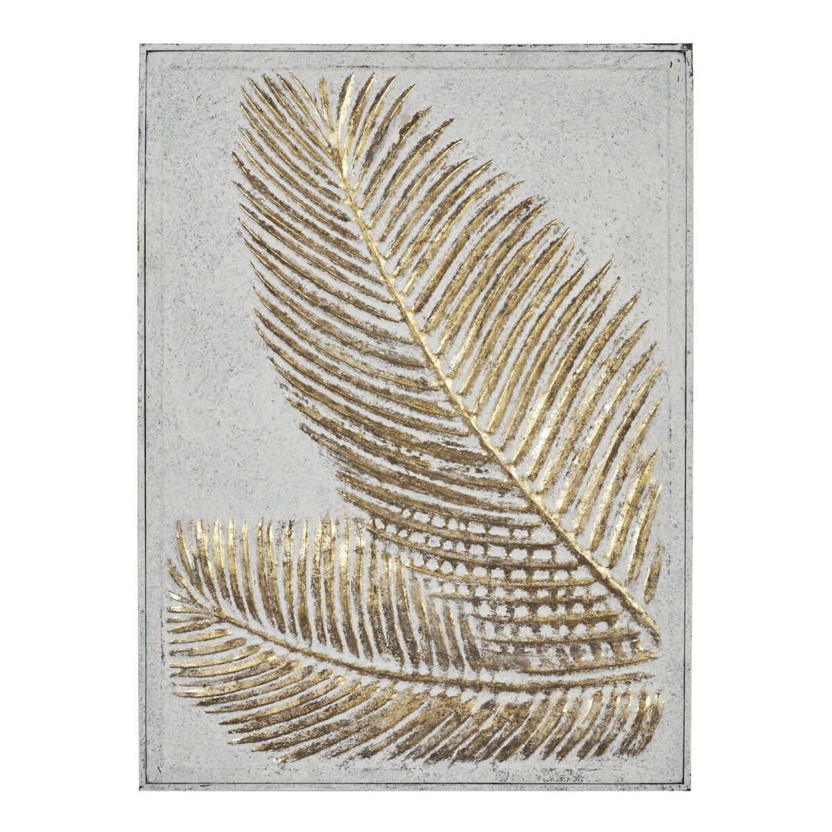 Metal Leaf Relief Palm Home Wall Decor with Gold Detailing - Gold - Roche River Decor