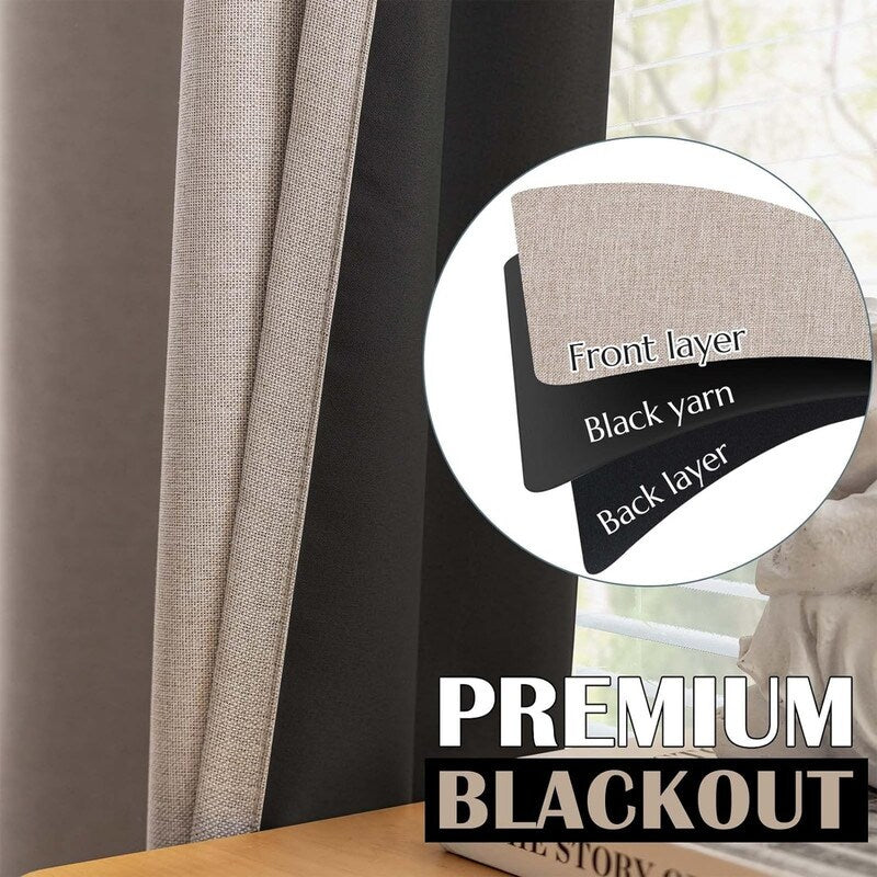 Blackout Curtains 84 Inch Length, 2 Panel Set, Living Room Insulated Curtains - 84L x 54W