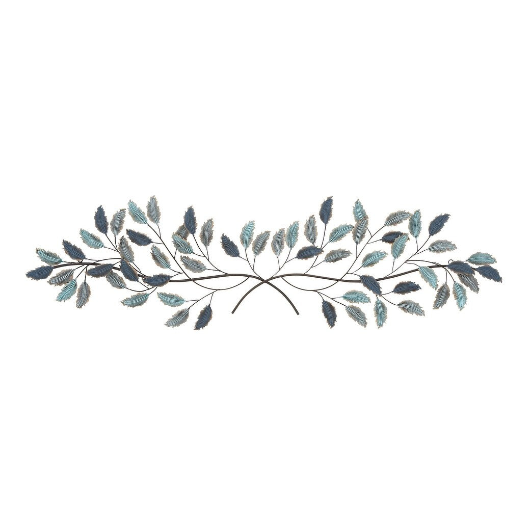 Metal Leaf Home Wall Decor with Gold Accents - Blue - Roche River Decor