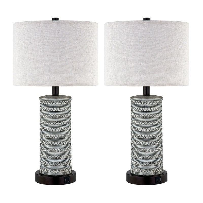 KAWOTI Touch Control Table Lamp Set with USB Ports (Set of 2)