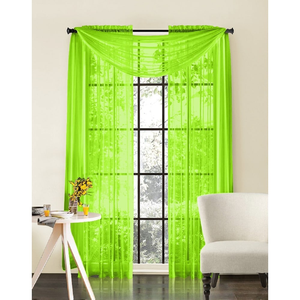 HLC.me Sheer Voile Window Treatment Rod Pocket Curtain Panels for Bedroom, Living Room, Kitchen - Set of 2 panels