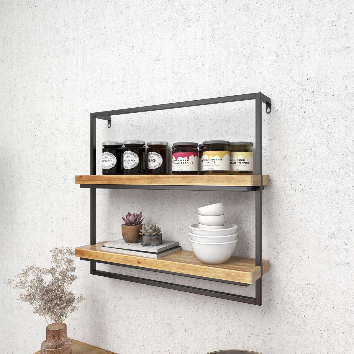 Metal 2 Shelves Wall Shelf - Brown - Roche River Decor