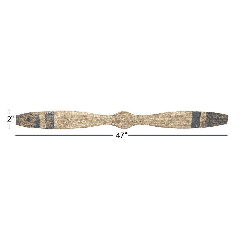 Wood Airplane Propeller 2 Blade Home Wall Decor with Aviation Detailing - Brown - Roche River Decor