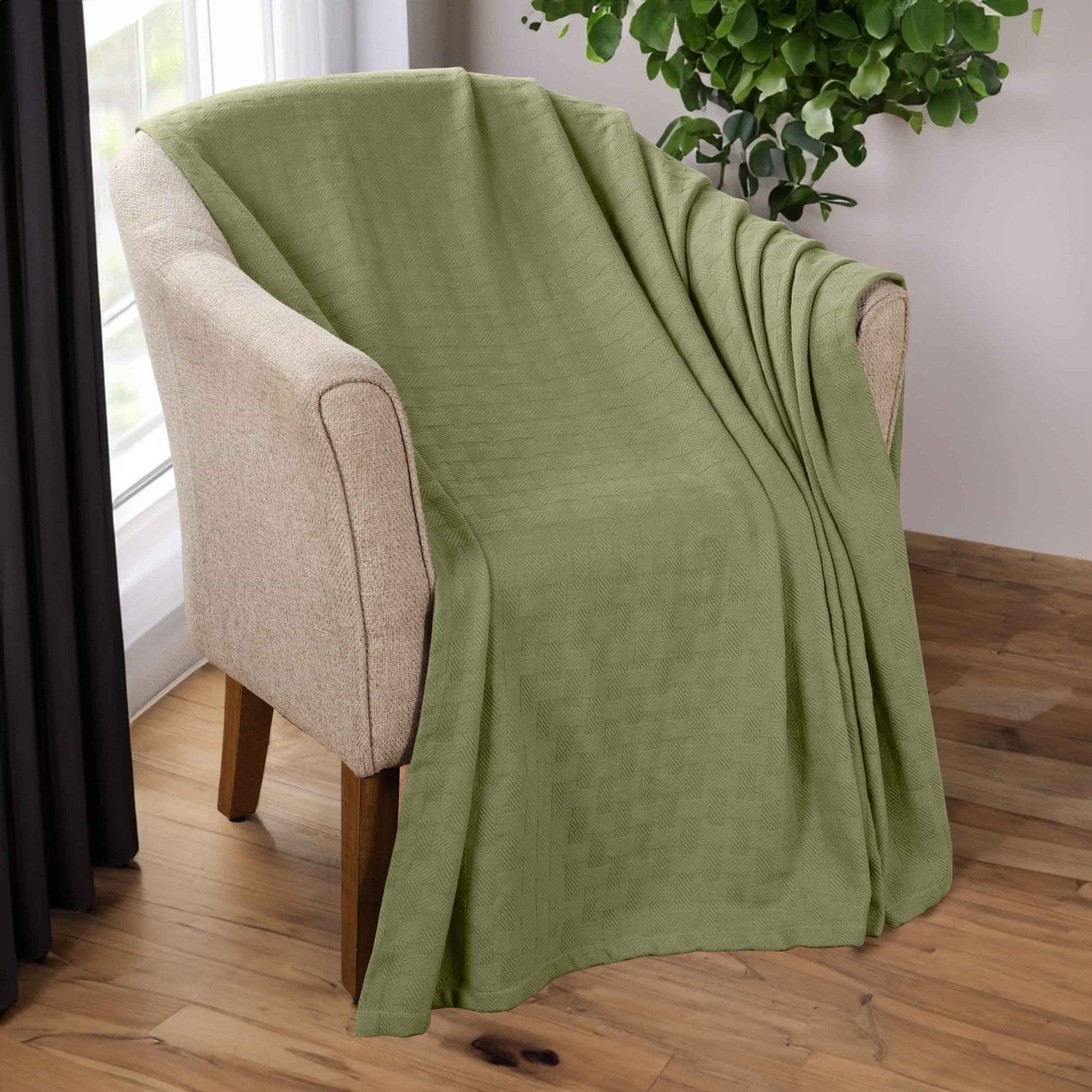 Superior Basketweave All-Season Bedding Cotton Blanket