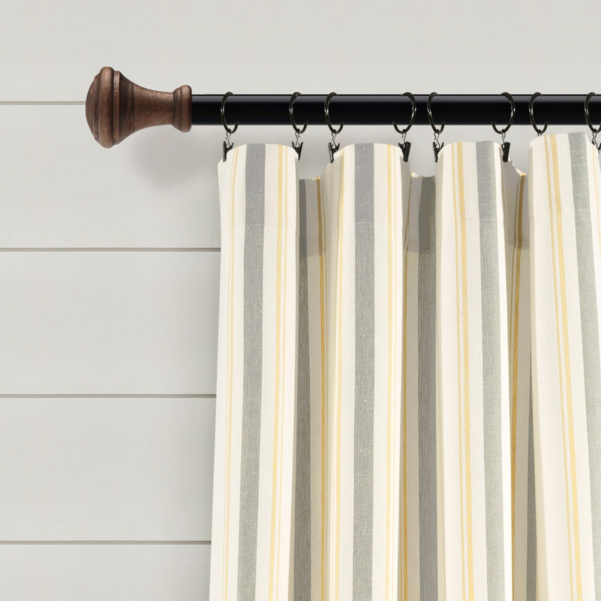 Lush Decor Farmhouse Stripe Yarn Dyed Cotton Window Curtain Panel Pair