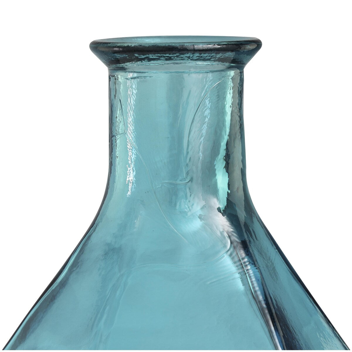 Recycled Glass Handmade Tall Spanish Bottleneck Decorative Vase - Blue or Teal - Roche River Decor