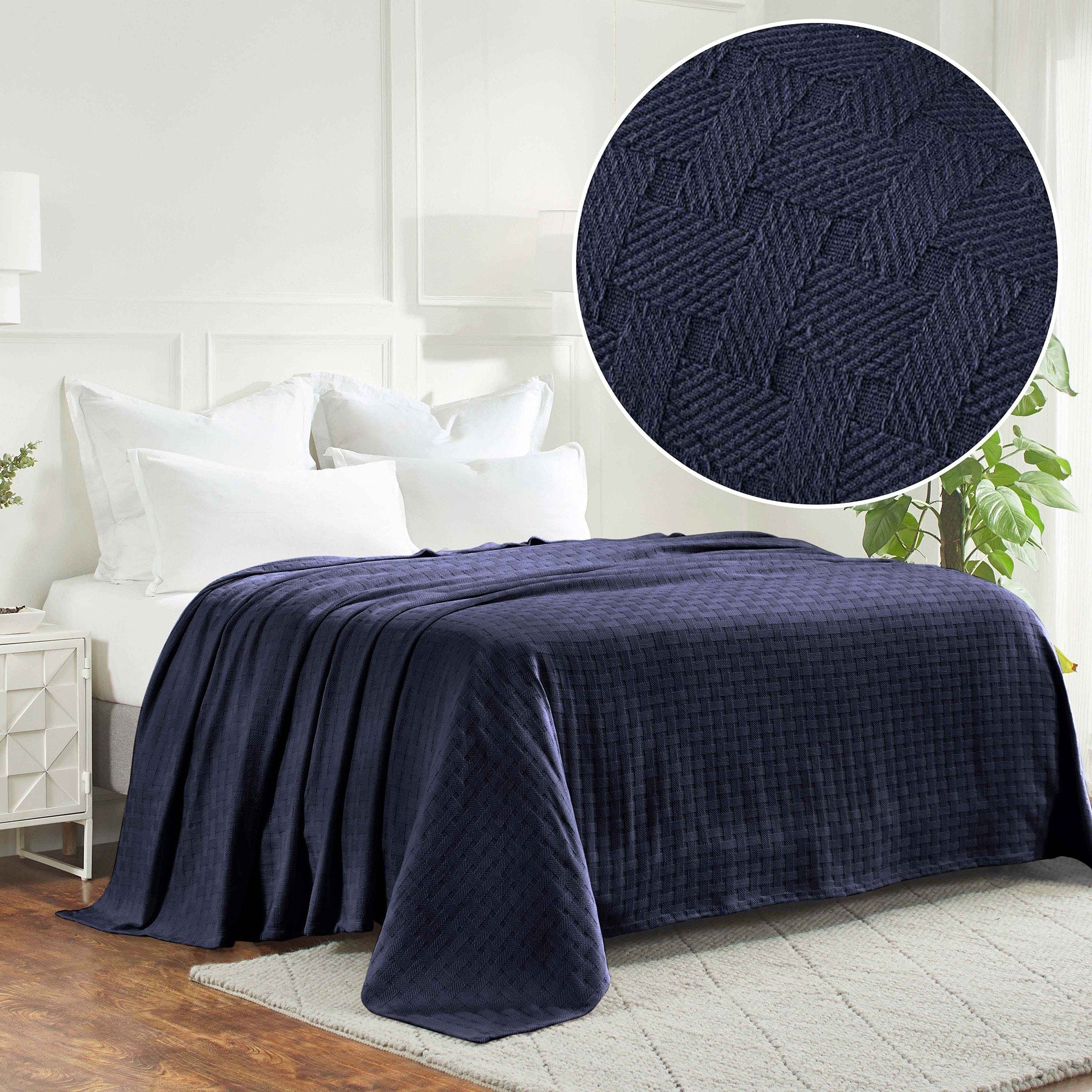 Superior Basketweave All-Season Bedding Cotton Blanket