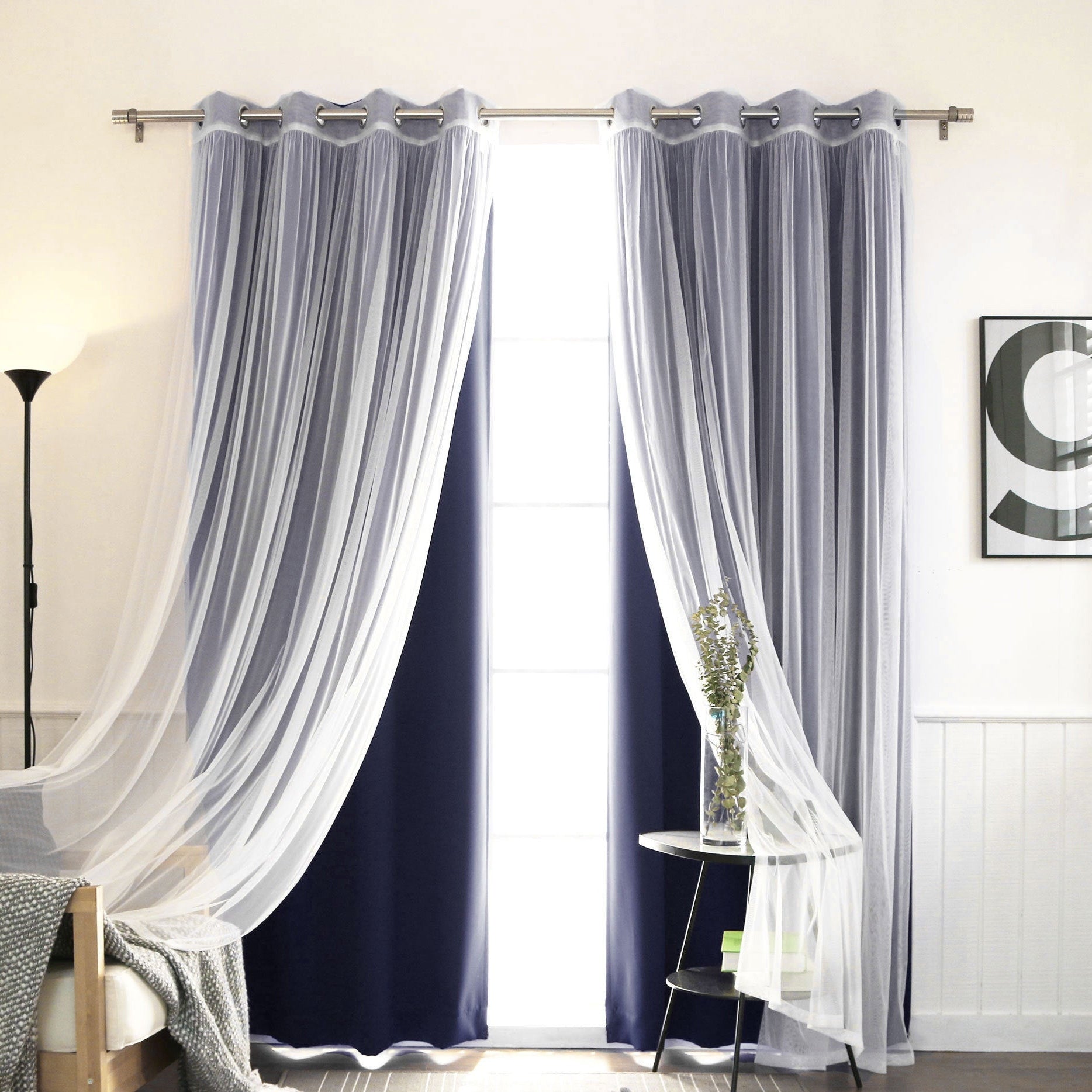 Aurora Home Mix and Match Blackout Sheer 4-piece Curtain Panel Set