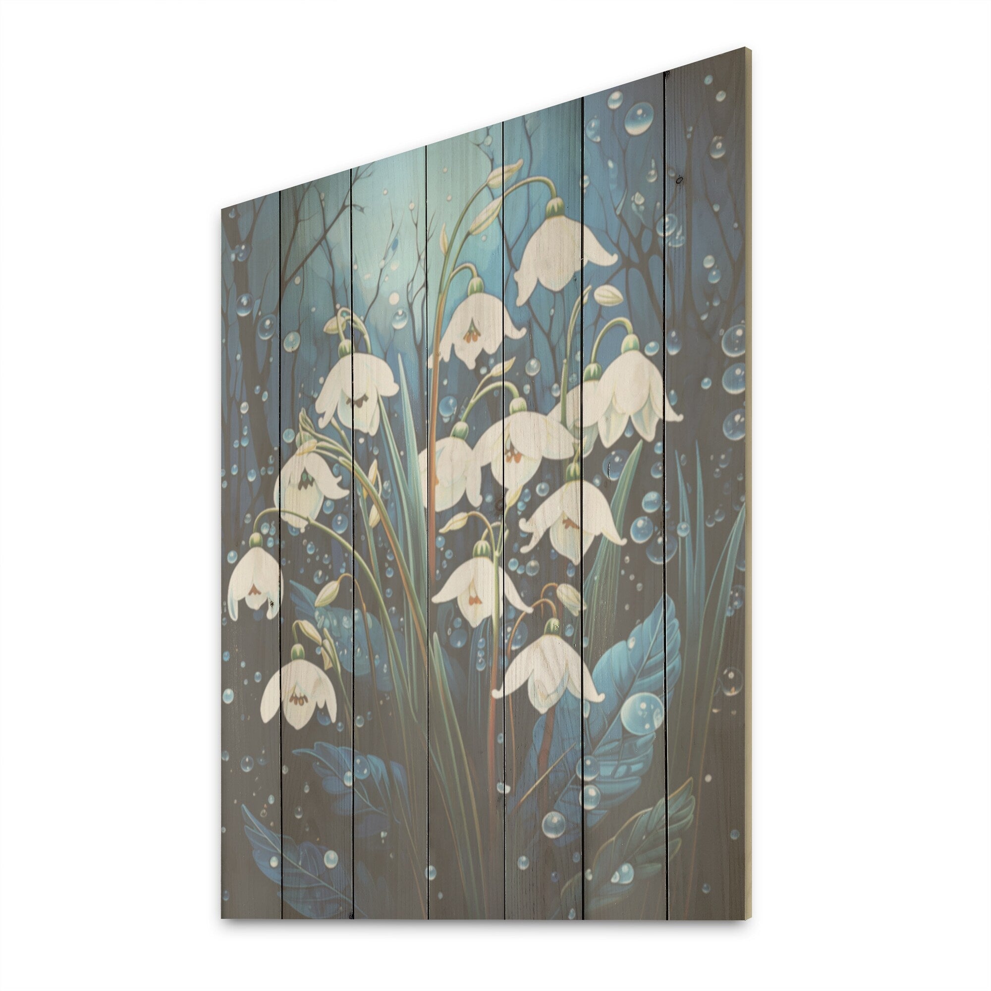 Designart Realistic Snowdrops Winter Chills I Snowdrops Wood Wall Art - Traditional Wood Panel On Natural Pine Wood