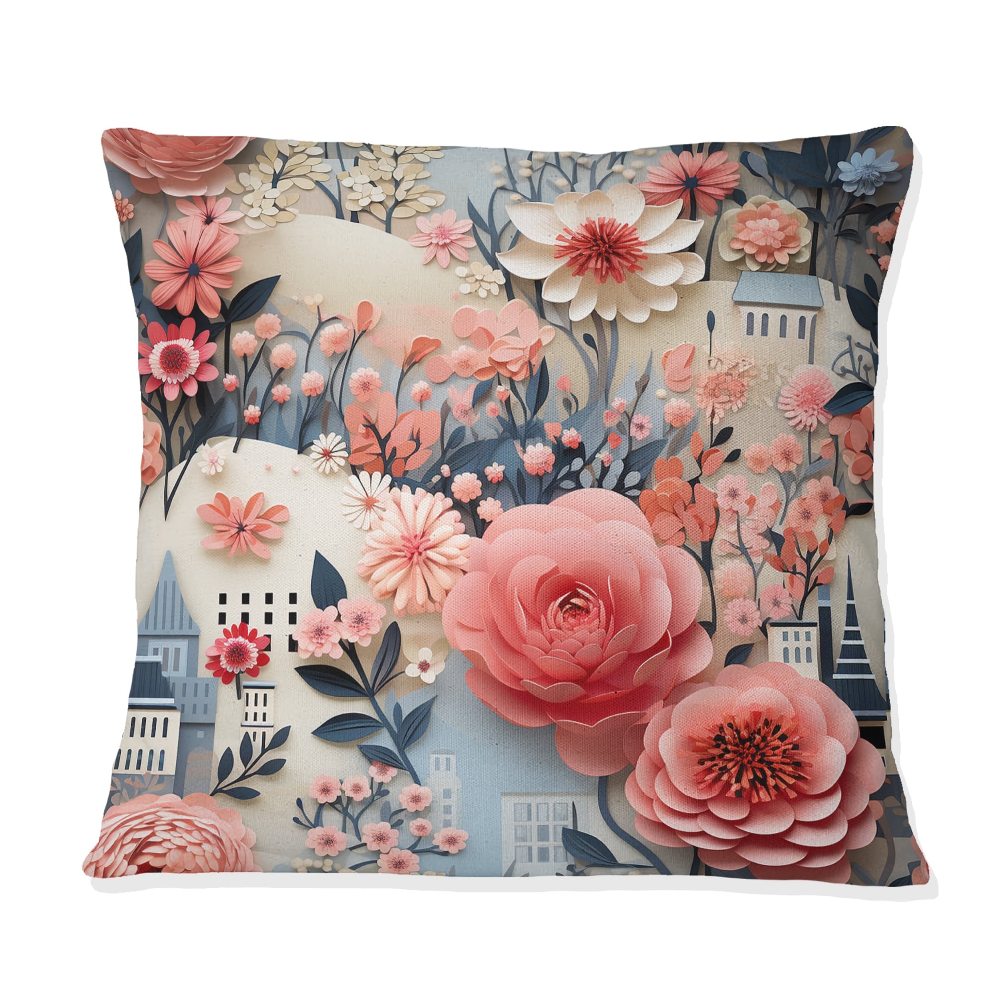 Designart Pink Bouquet Oasis Floral City Dreams Floral Printed Throw Pillow