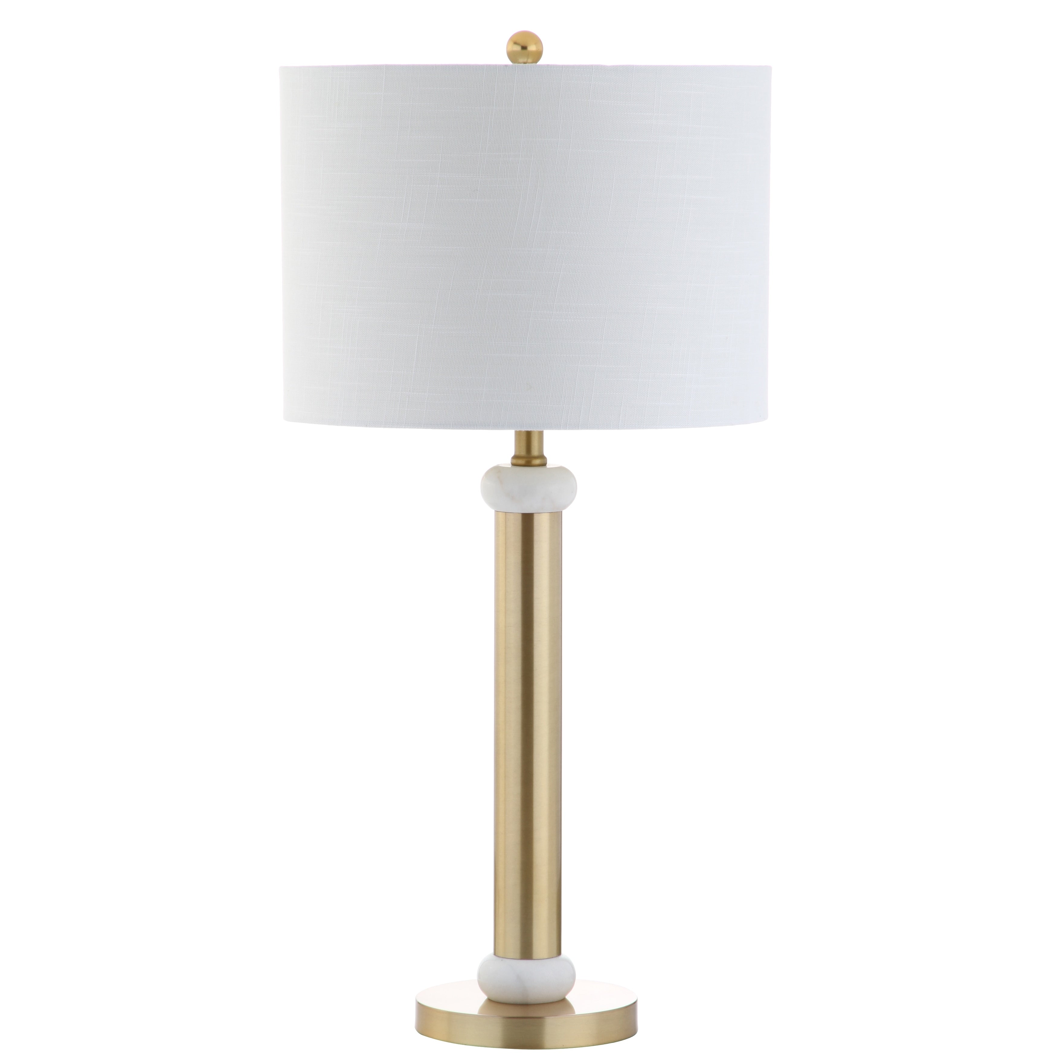 Treat 27 Metal/Marble LED Table Lamp, Gold/White by JONATHAN Y