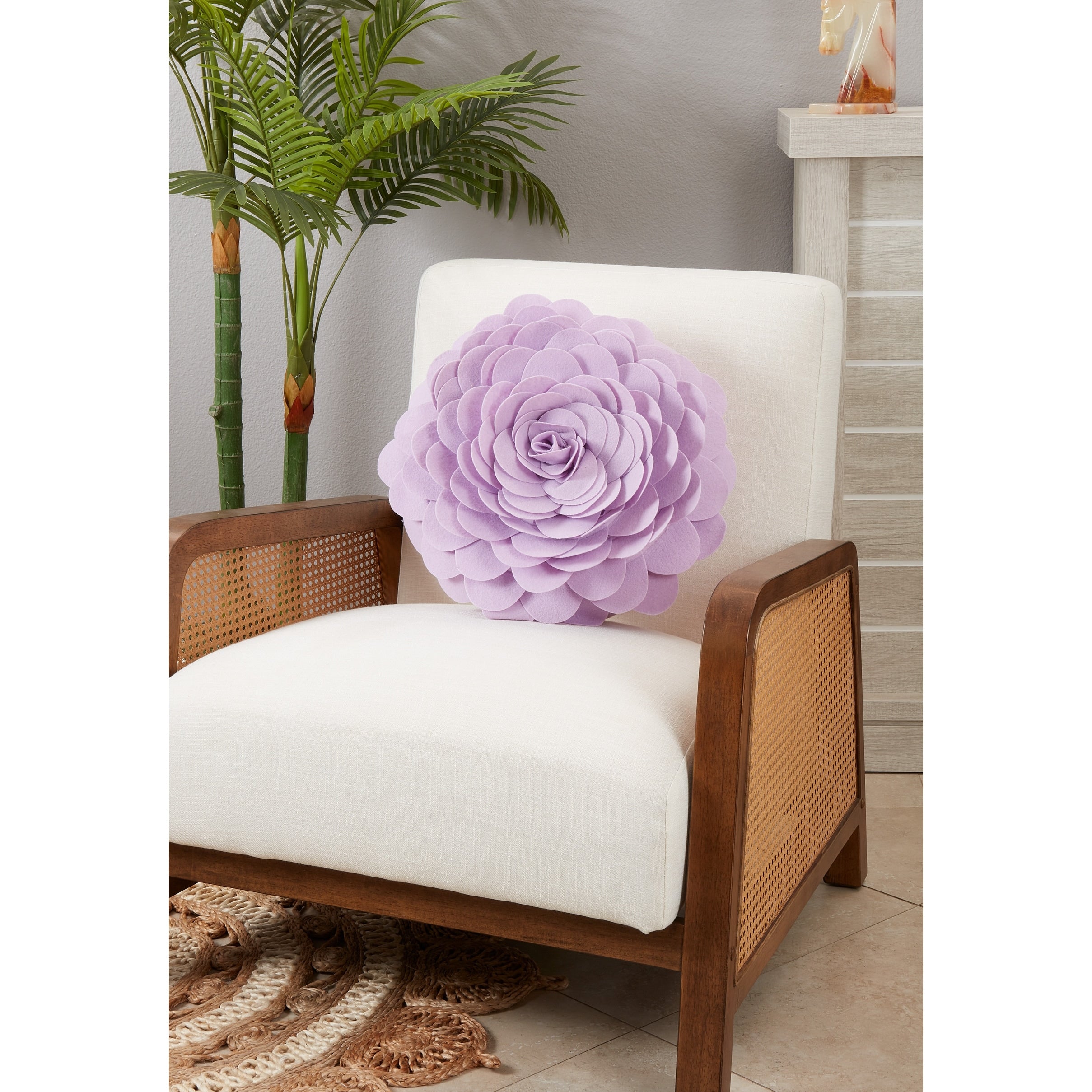 Elegant Textured Colorful Decorative Flower Throw Pillow