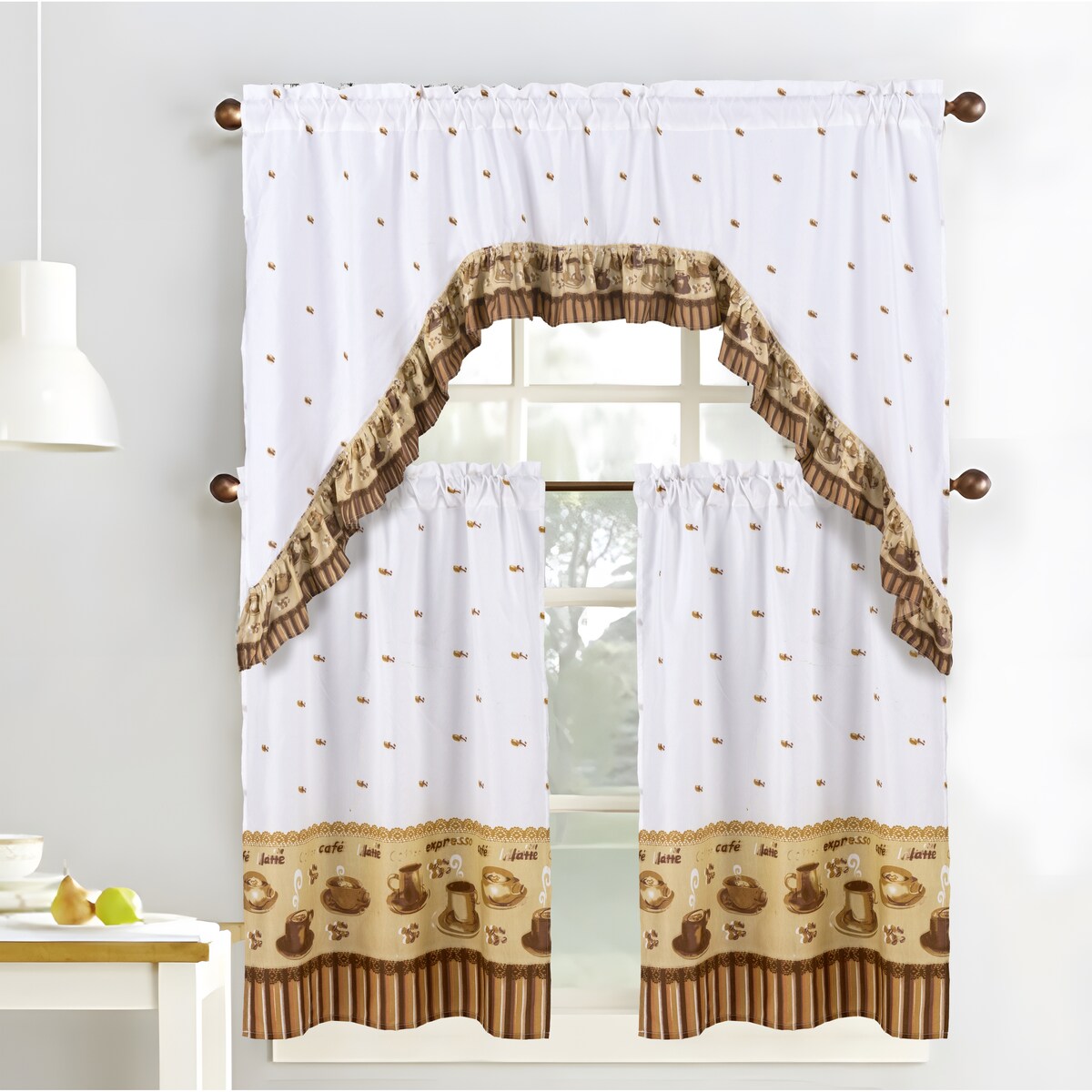 RT Designers Collection Ruffle Coffee Tier and Valance Kitchen Curtain Set