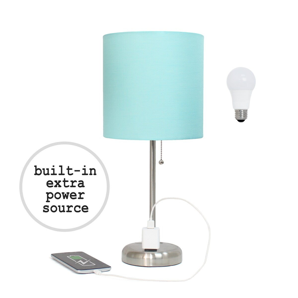 Simple Designs 9.5 Desk Lamp with Charging Outlet and LED Bulb Included - 19.50