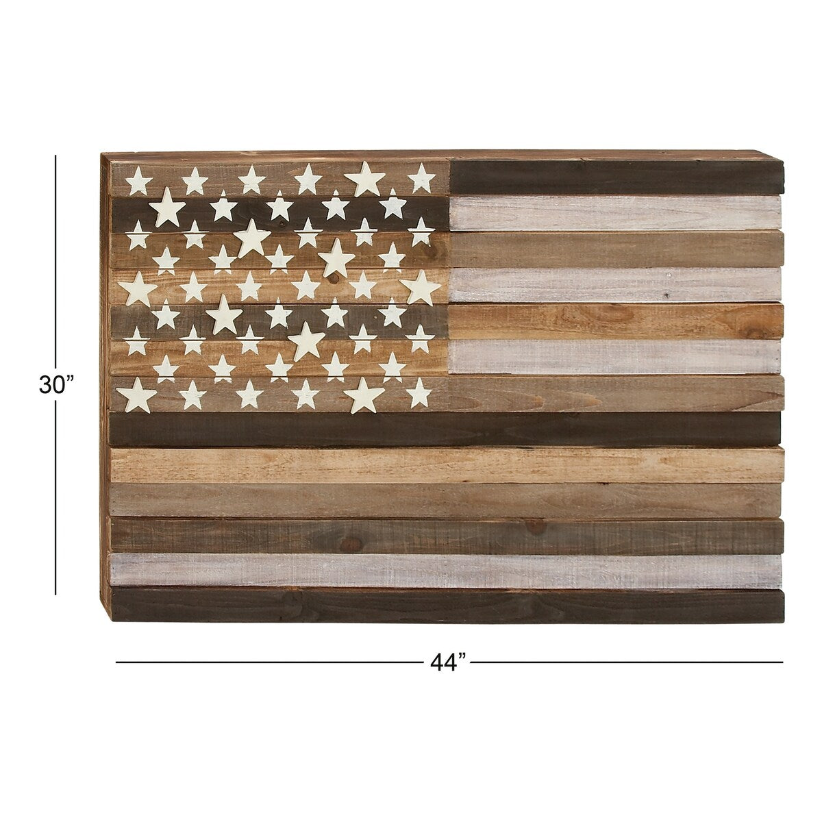 Wood American Flag Handmade Washed Home Wall Decor with Slatted Panels and Cream Stars - Brown - Roche River Decor