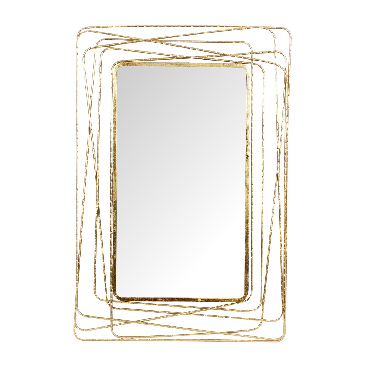 Metal Room Wall Mirror with Thin Metal Rectangle Frame - Gold - Roche River Decor