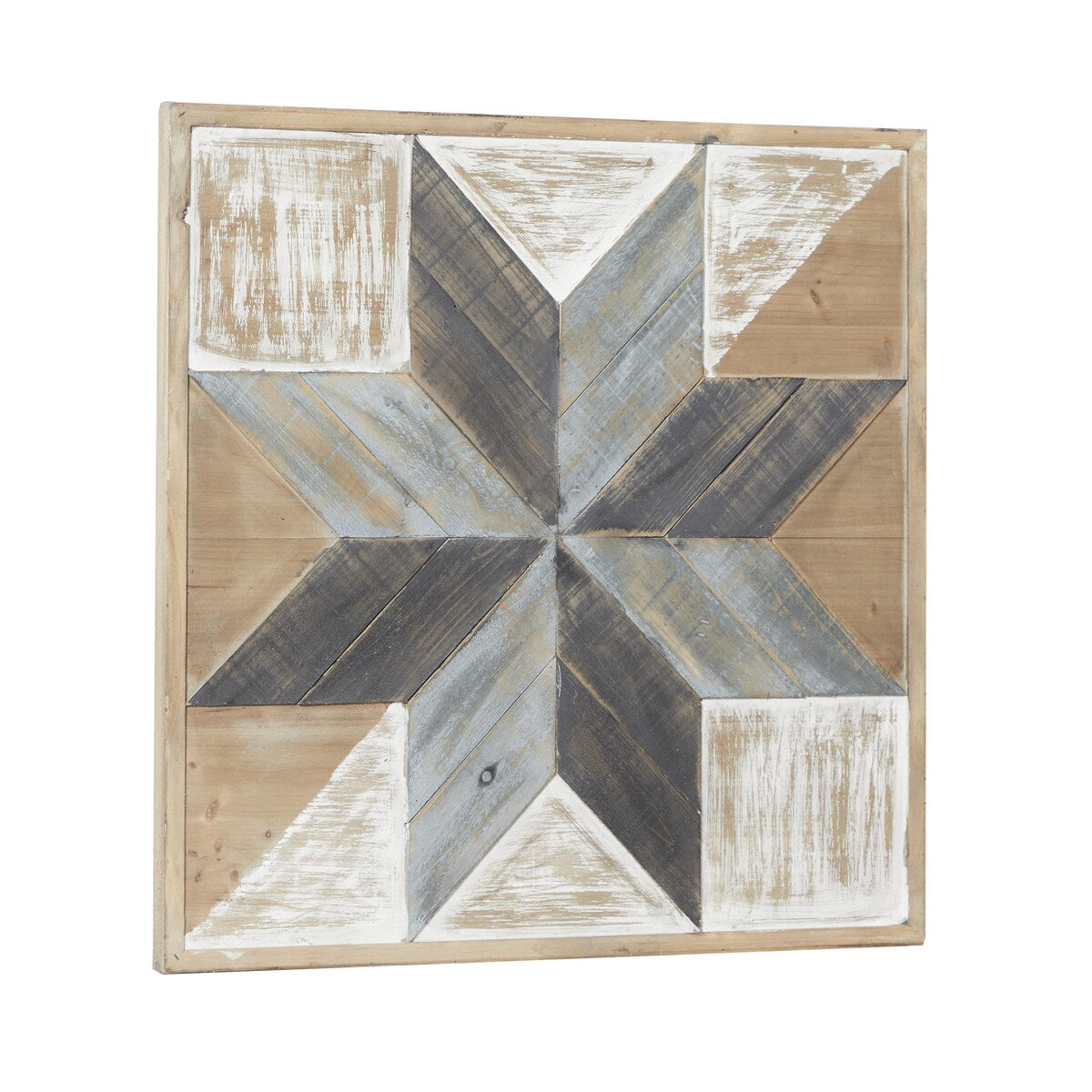 Wood Geometric Handmade Southwestern Star Home Wall Decor with Cream and Brown Accents - Blue - Roche River Decor