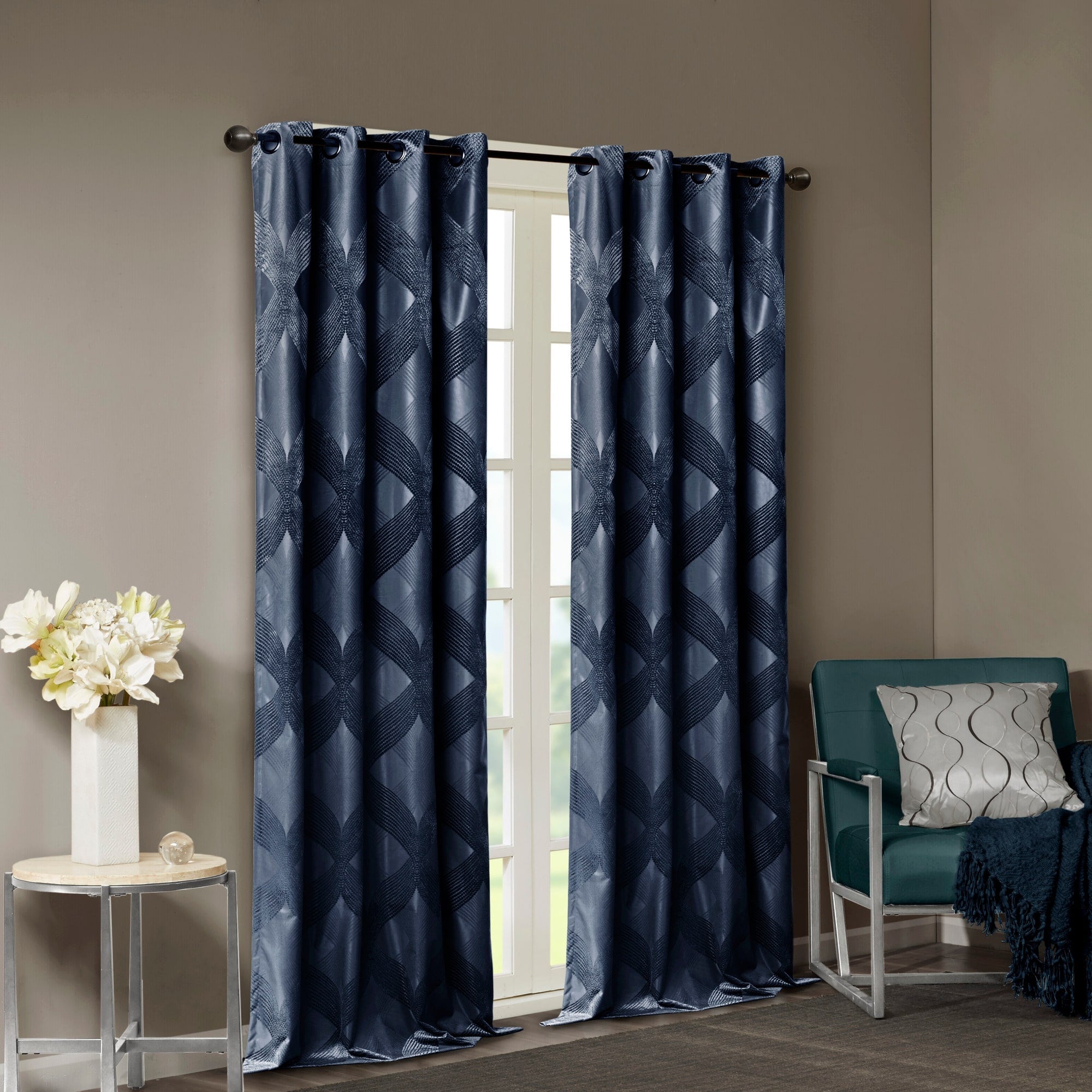 SunSmart Abel Ogee Knitted Jacquard Total Blackout Curtain Panel