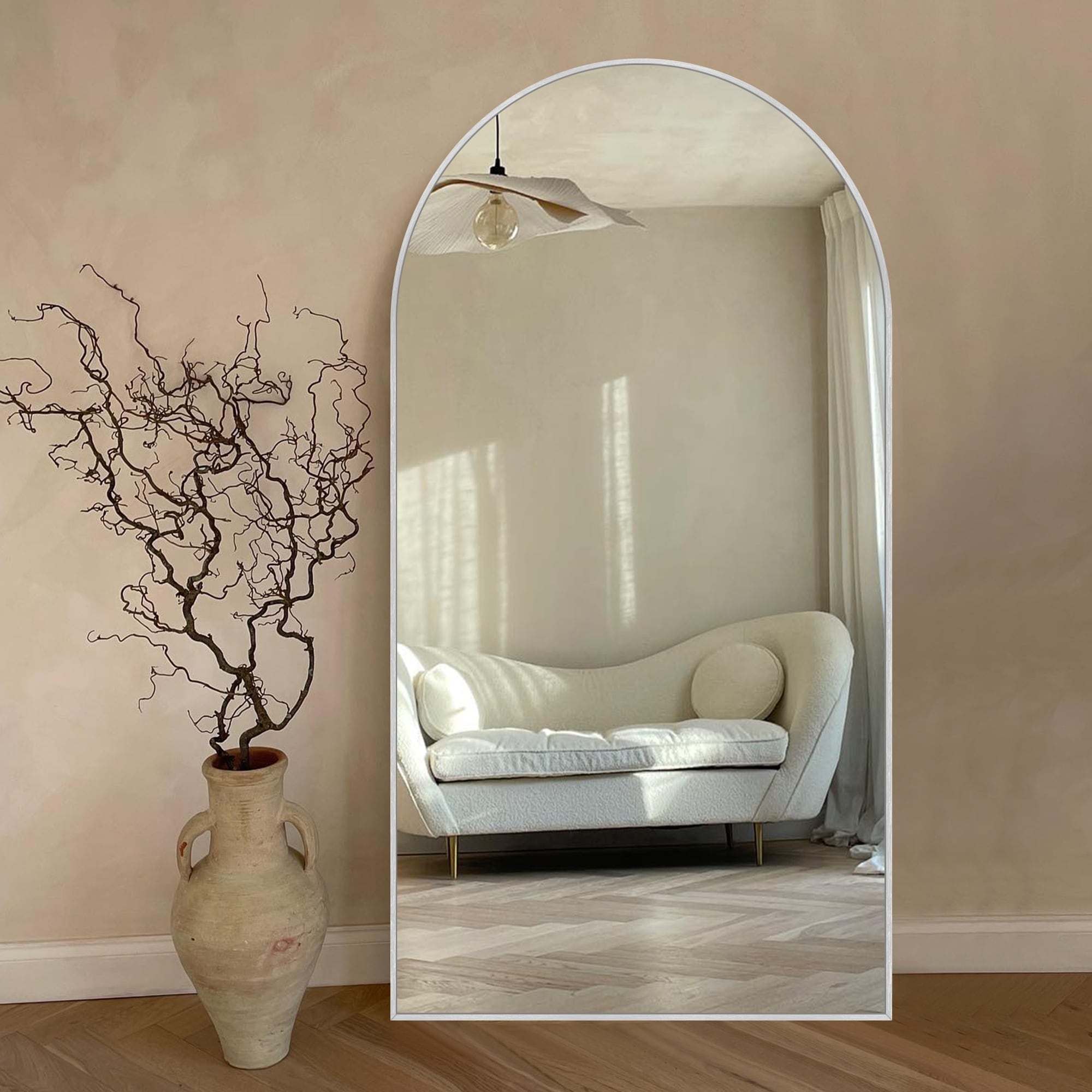 Modern Arched Full Length Aluminum Alloy Floor Mirror Standing Mirror