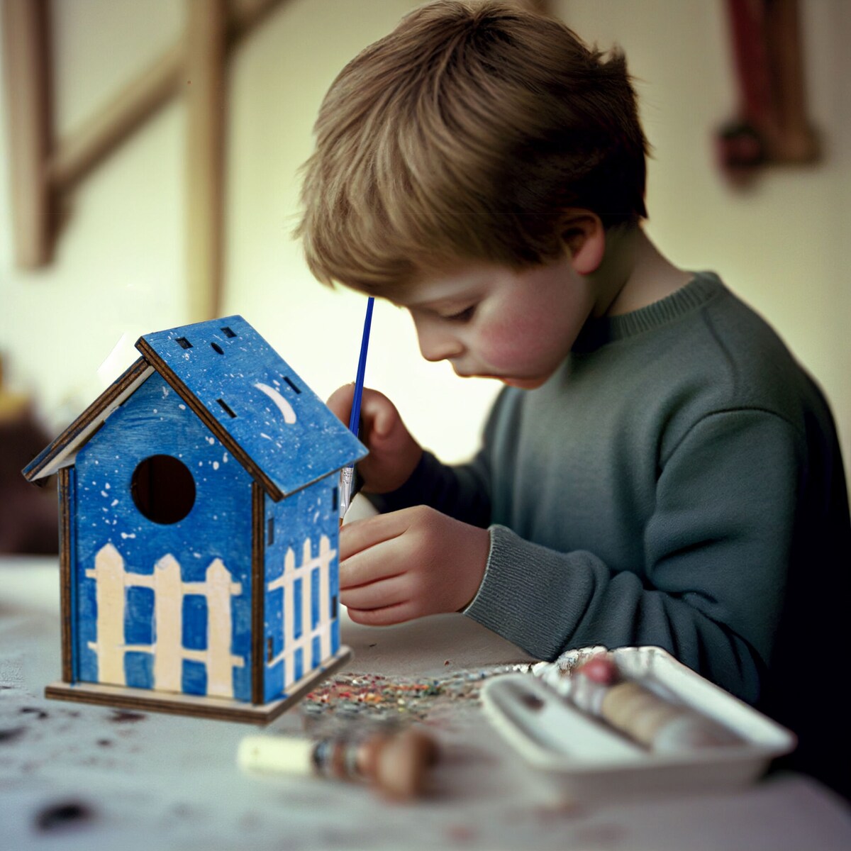 DIY Birdhouse Homemade Wooden - Build Your Own Bird House w/ Easy Painting Kit