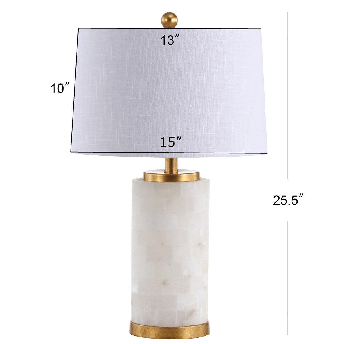 Versailles 25.5 Alabaster LED Table Lamp, White/Gold Leaf by JONATHAN Y