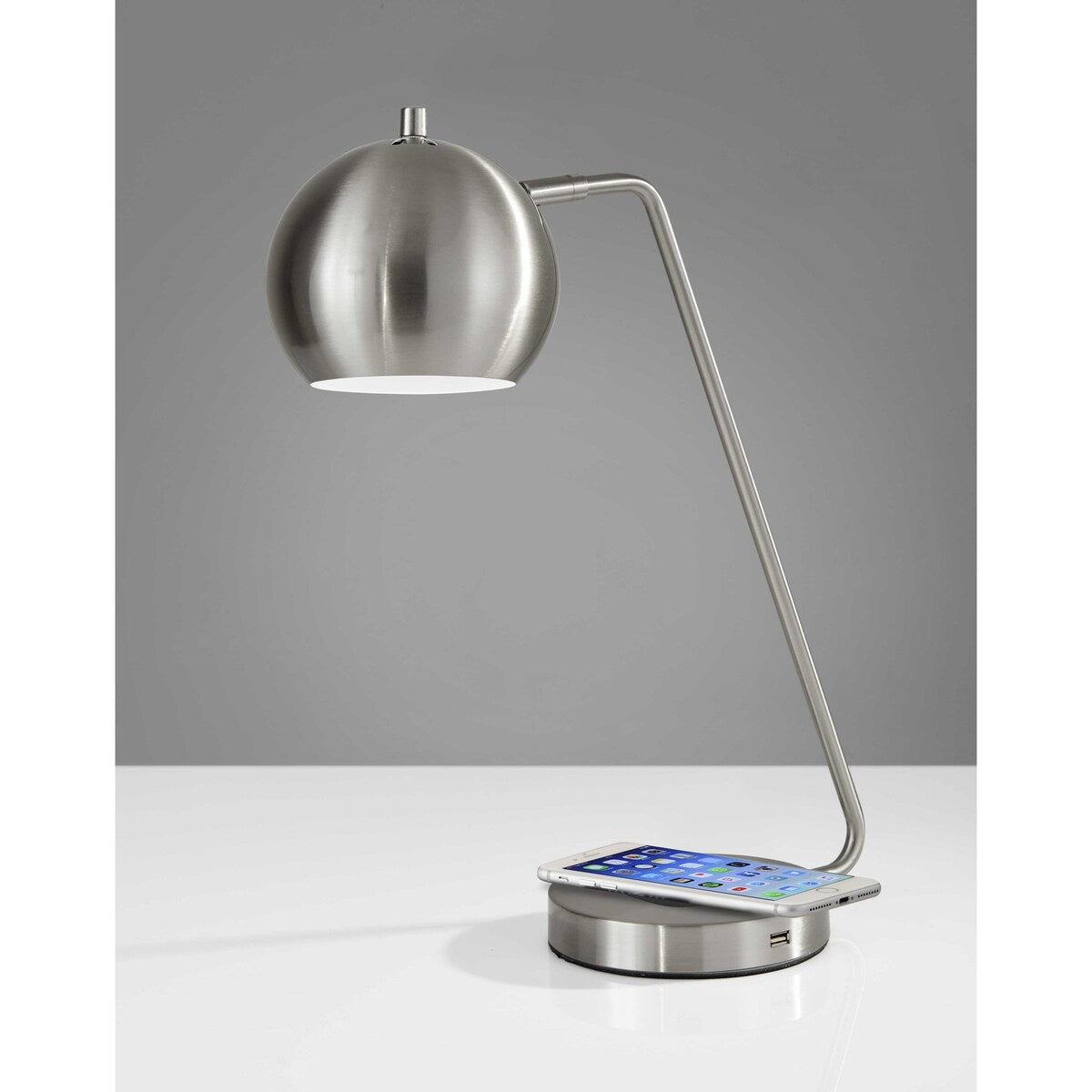 Retro Brushed Steel Wireless Charging Station Desk Lamp