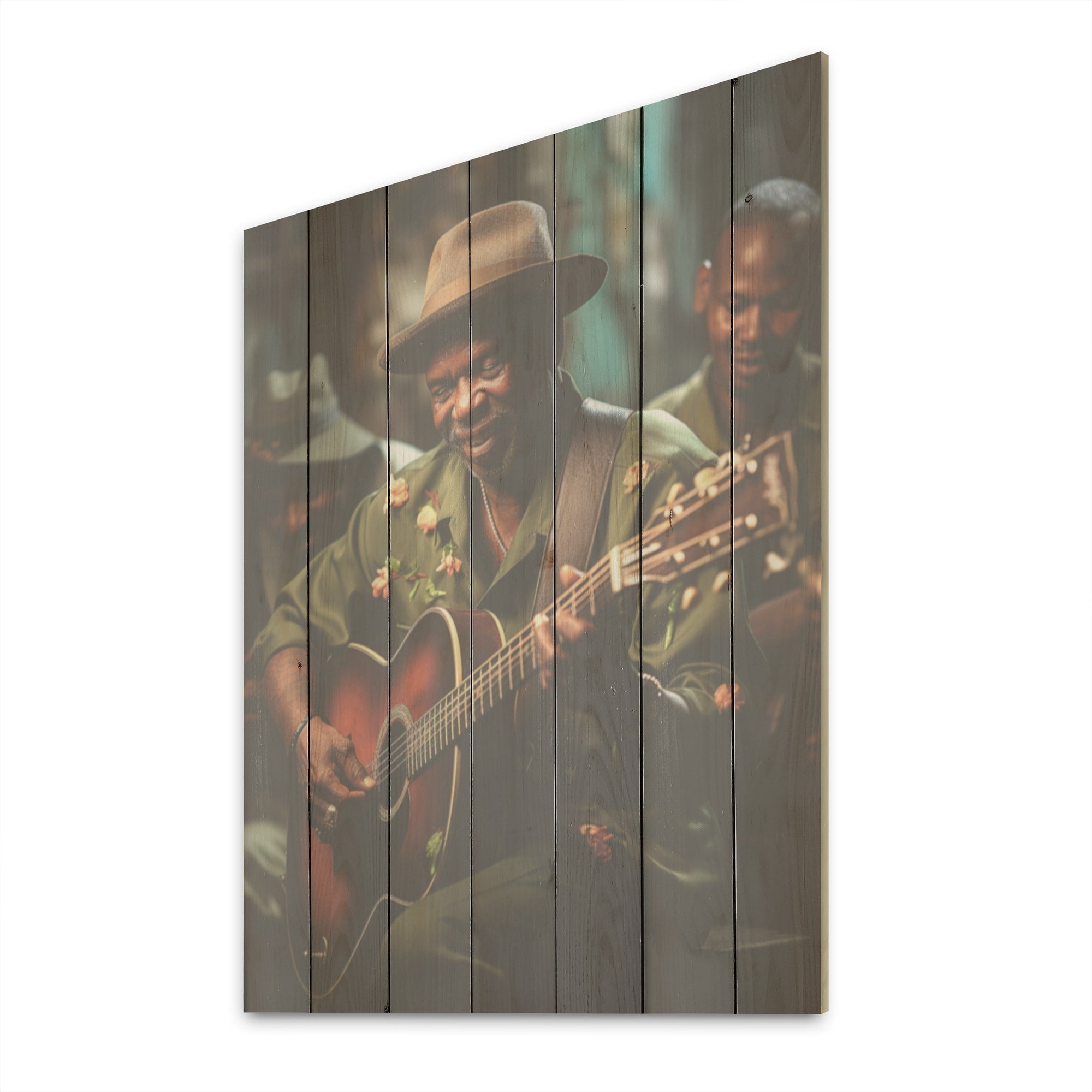 Designart Green Cuban Music Soul Cuba Landscape Wood Wall Decor - Traditional Green Wood Panel On Natural Pine Wood